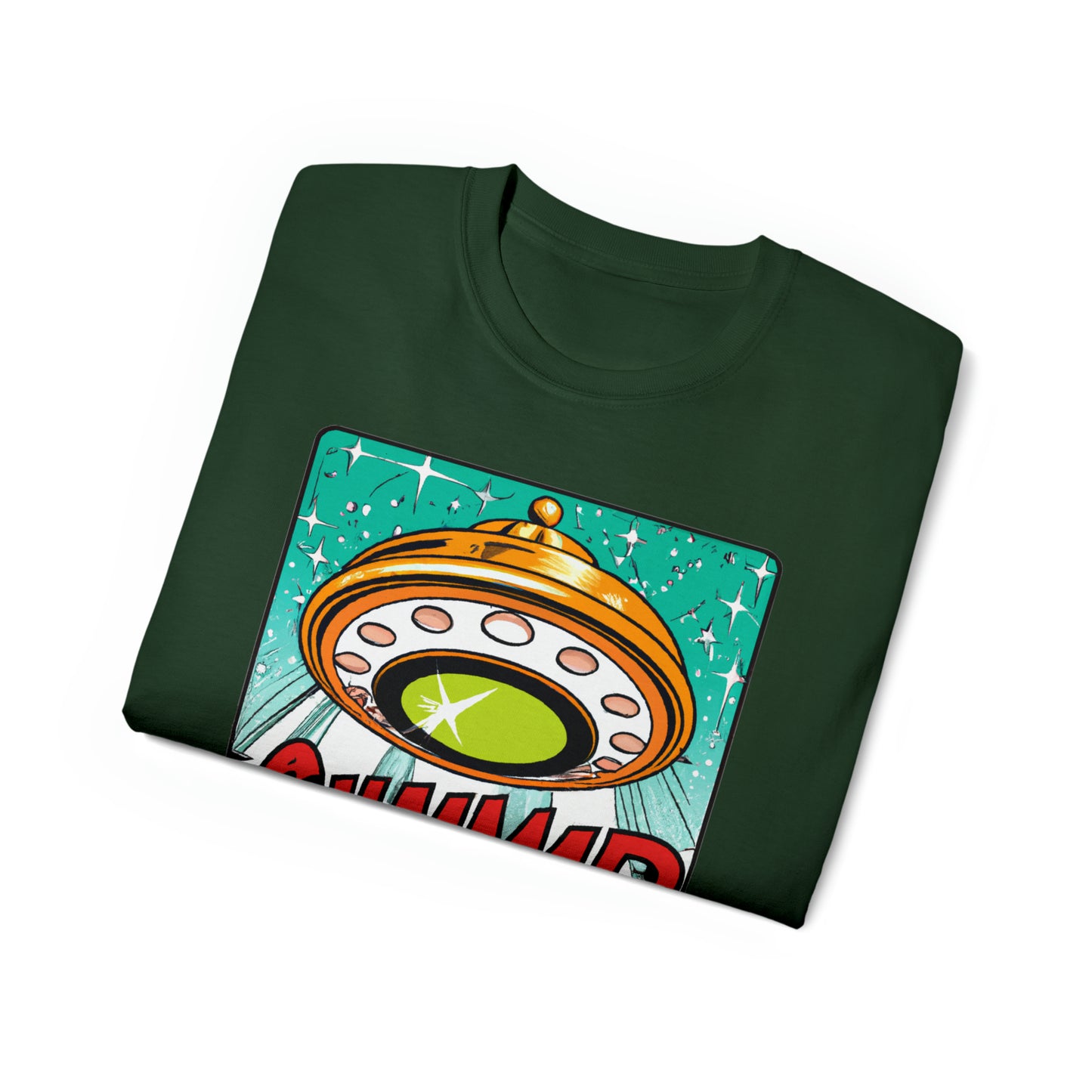 CHAMMMP. UFO 19 - 1950's Style Comic Book Art - AI Art - Gildan Ultra Cotton Tee