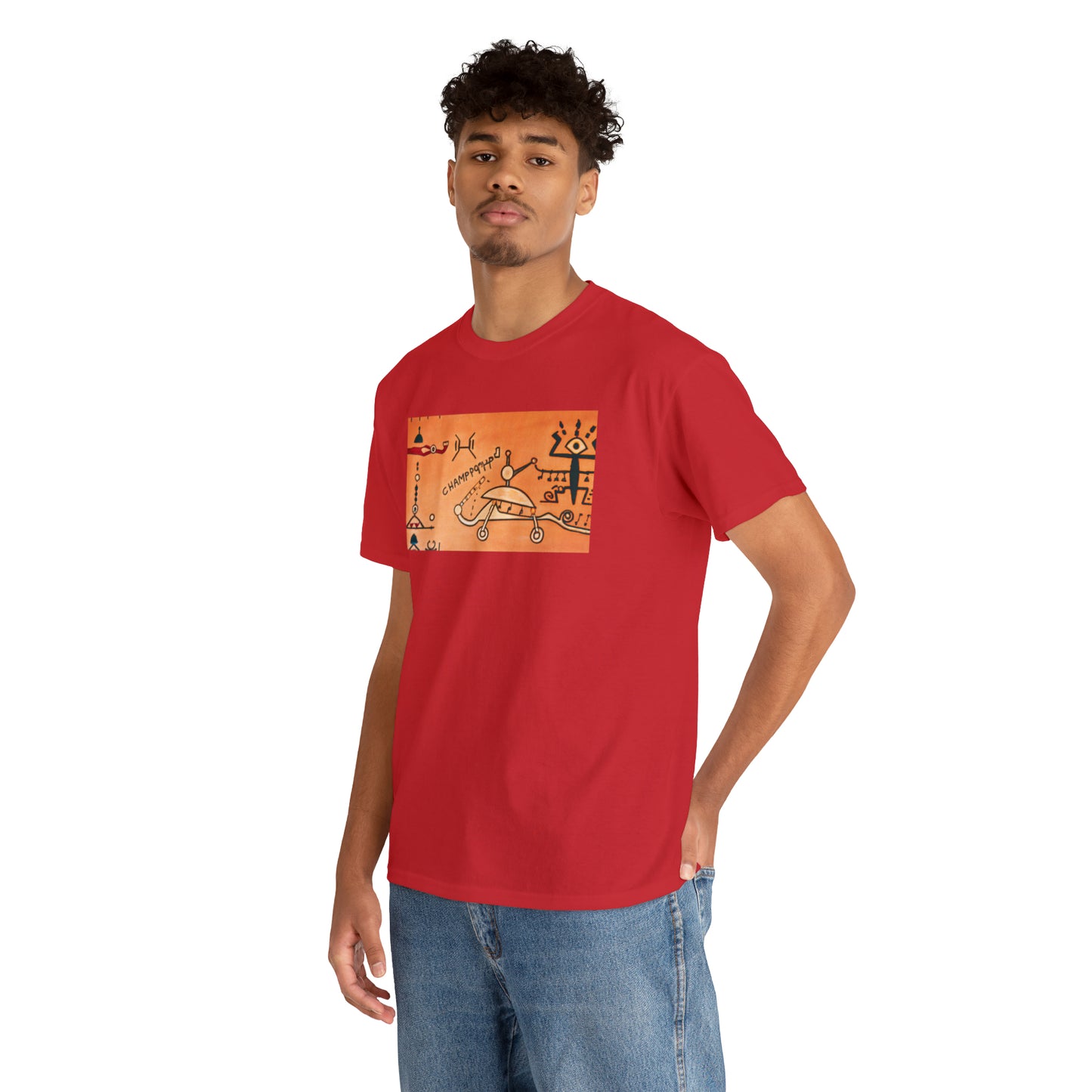 Heiroglyphic Spaceship - AI Art - Gildan Heavy Cotton Tee