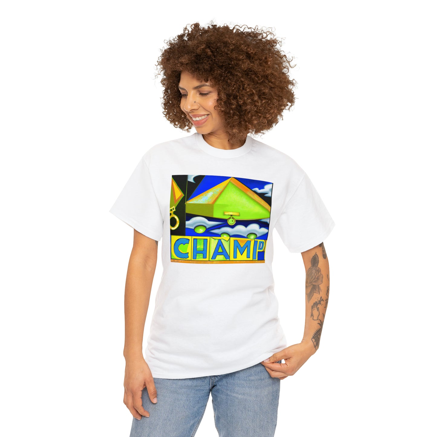 CHAMP UFO 11 - Cubist Style - AI Art - Gildan Heavy Cotton Tee