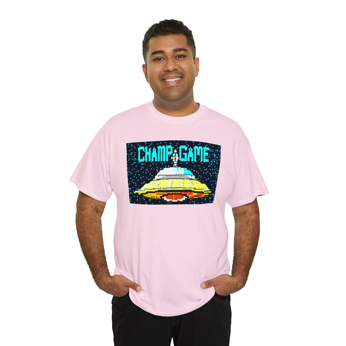 CHAMP GAME UFO 21 - 8-bit Style Pixel Art - AI Art - Gildan Heavy Cotton Tee