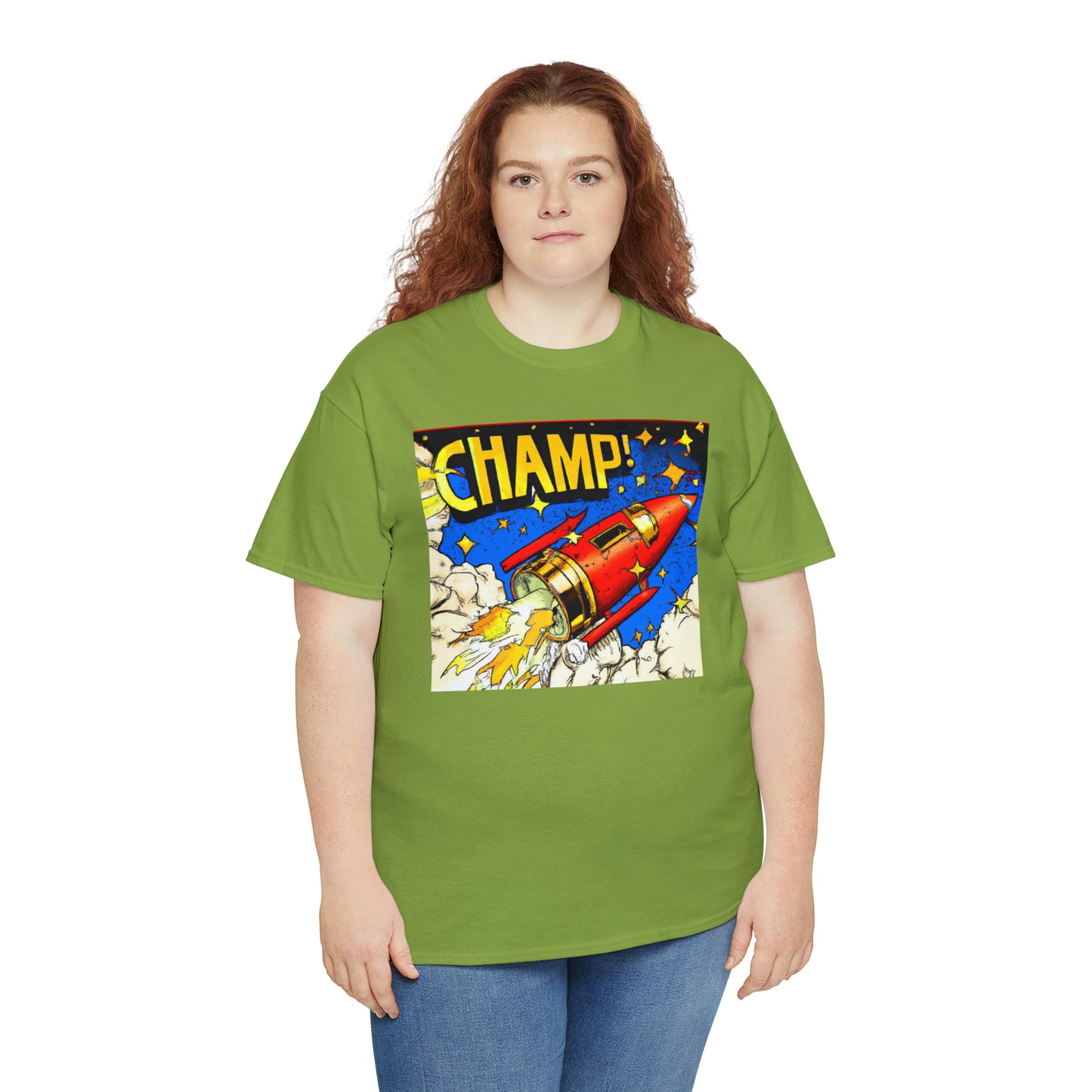 CHAMP! Spaceship 4 - 1700's Comic Style - AI Art - Gildan Heavy Cotton Tee