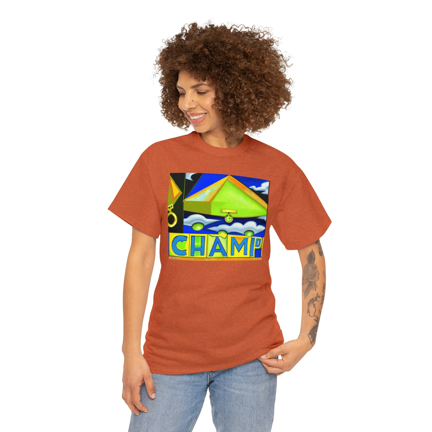 CHAMP UFO 11 - Cubist Style - AI Art - Gildan Heavy Cotton Tee