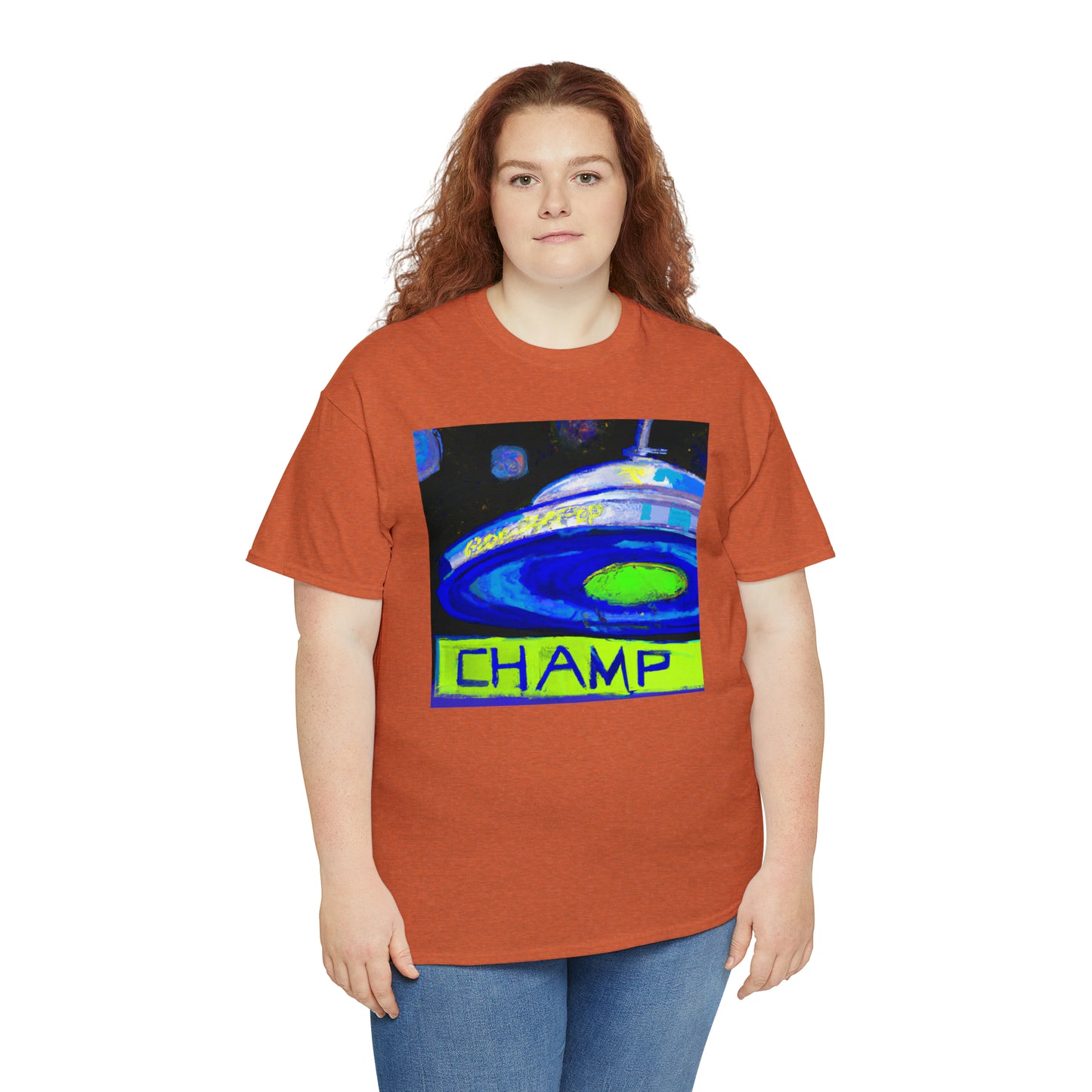 CHAMP UFO 12 - Post-Modern Style - AI Art - Gildan Heavy Cotton Tee