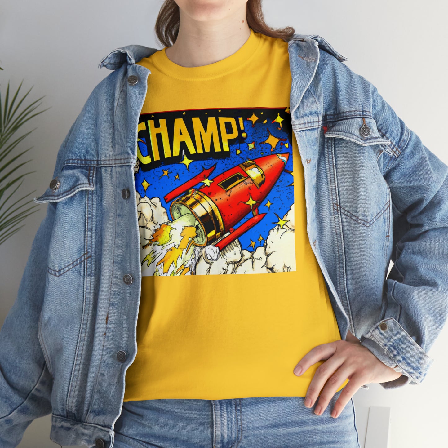 CHAMP! Spaceship 4 - 1700's Comic Style - AI Art - Gildan Heavy Cotton Tee