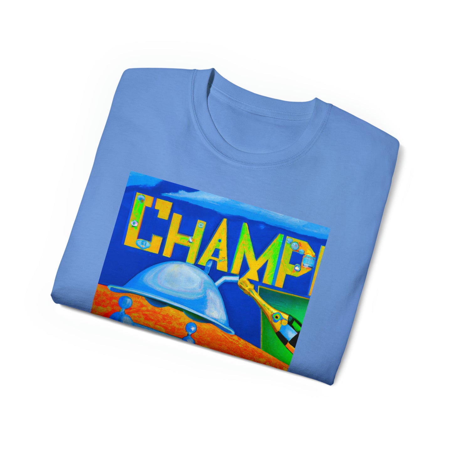 CHAMP Champagne Bottle - Cubist Style - AI Art - Gildan Ultra Cotton Tee