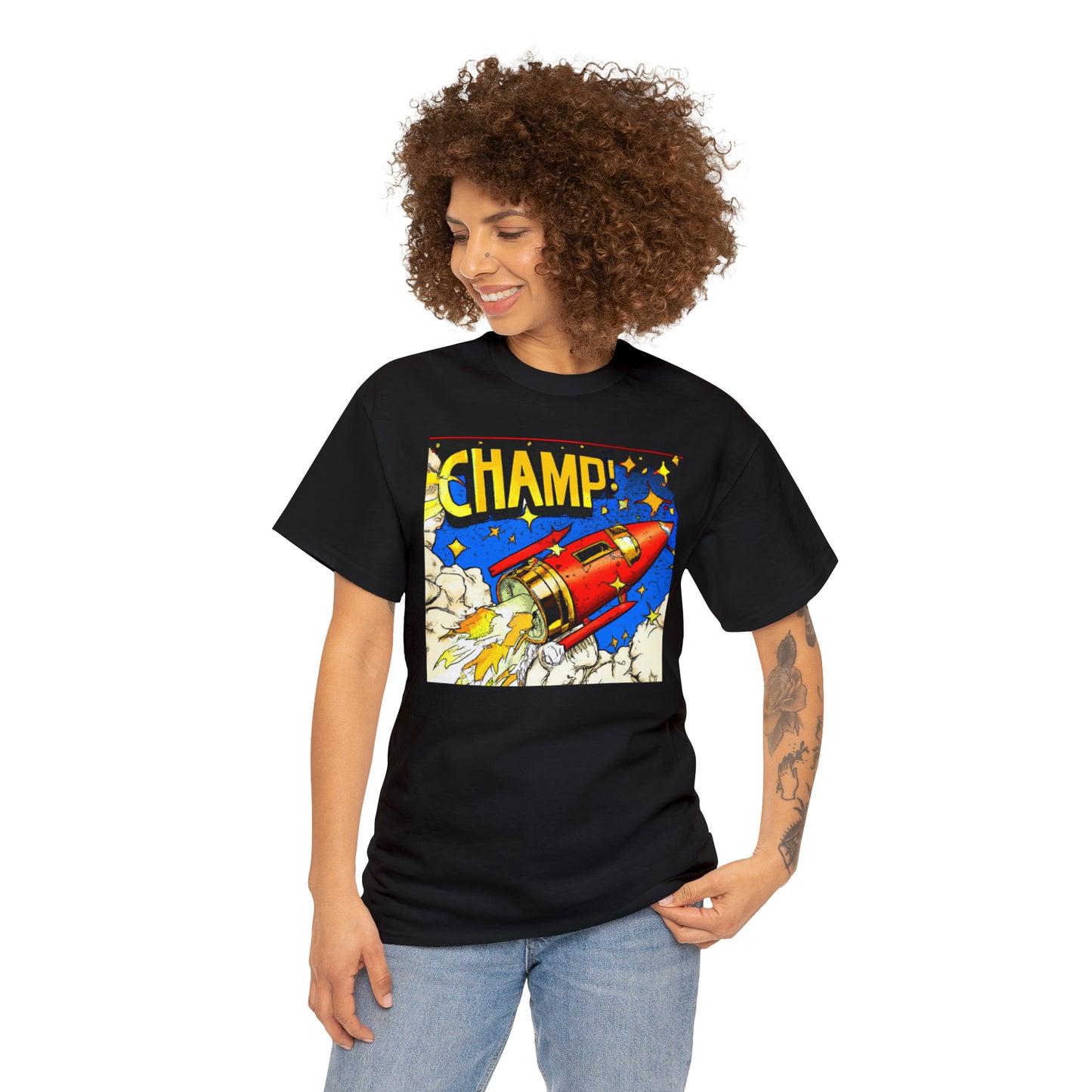 CHAMP! Spaceship 4 - 1700's Comic Style - AI Art - Gildan Heavy Cotton Tee