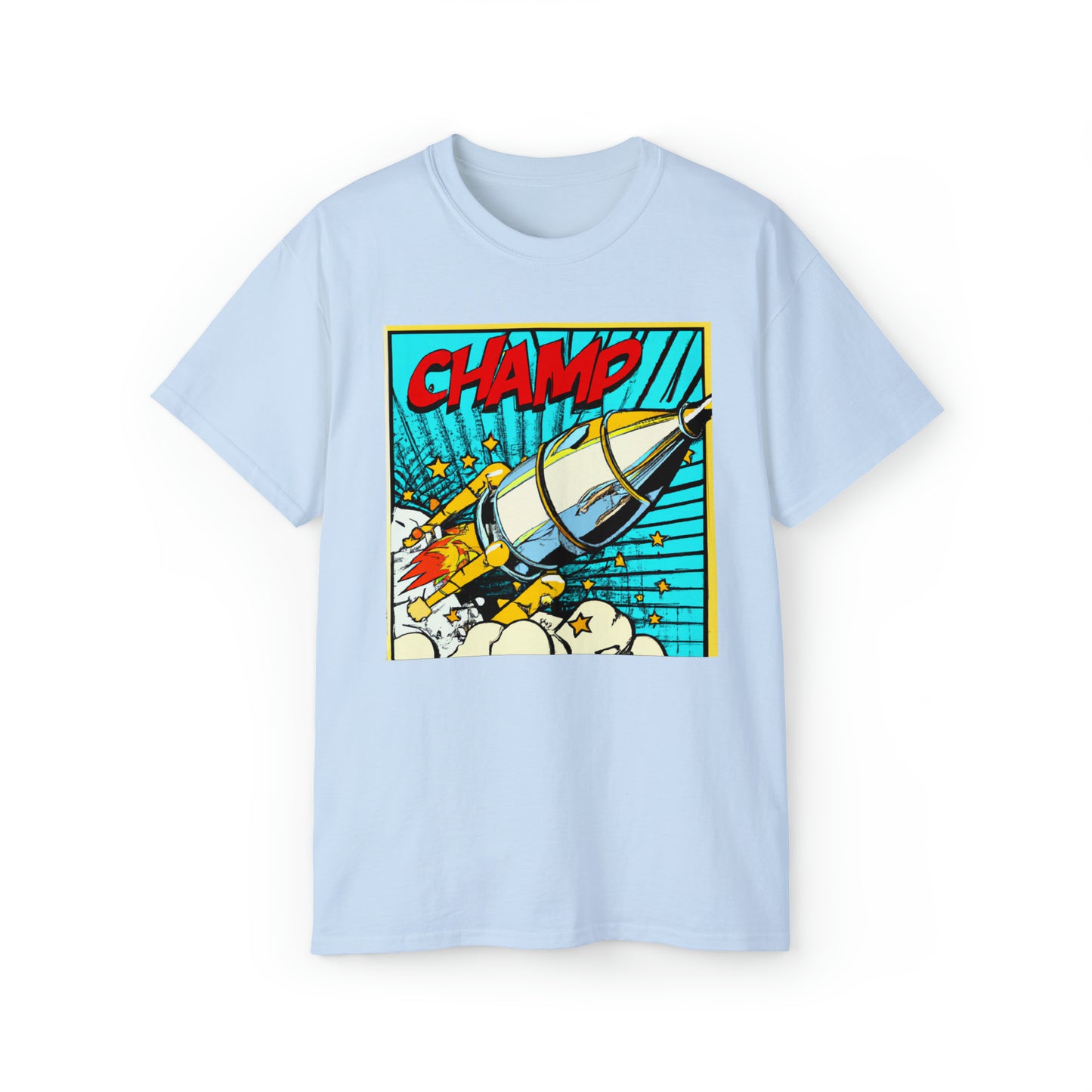 CHAMP Spaceship 6 - 1960's Style Comic Book Art - AI Art - Gildan Ultra Cotton Tee