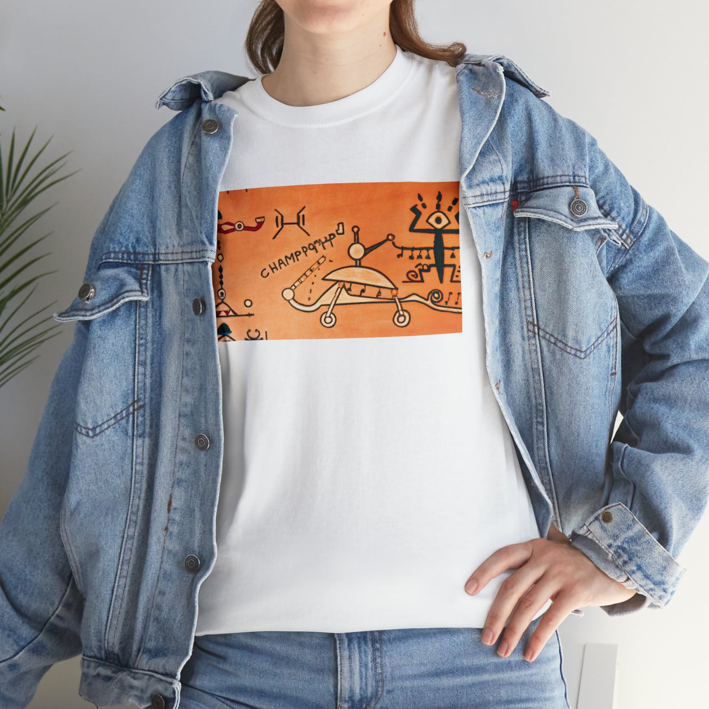 Heiroglyphic Spaceship - AI Art - Gildan Heavy Cotton Tee