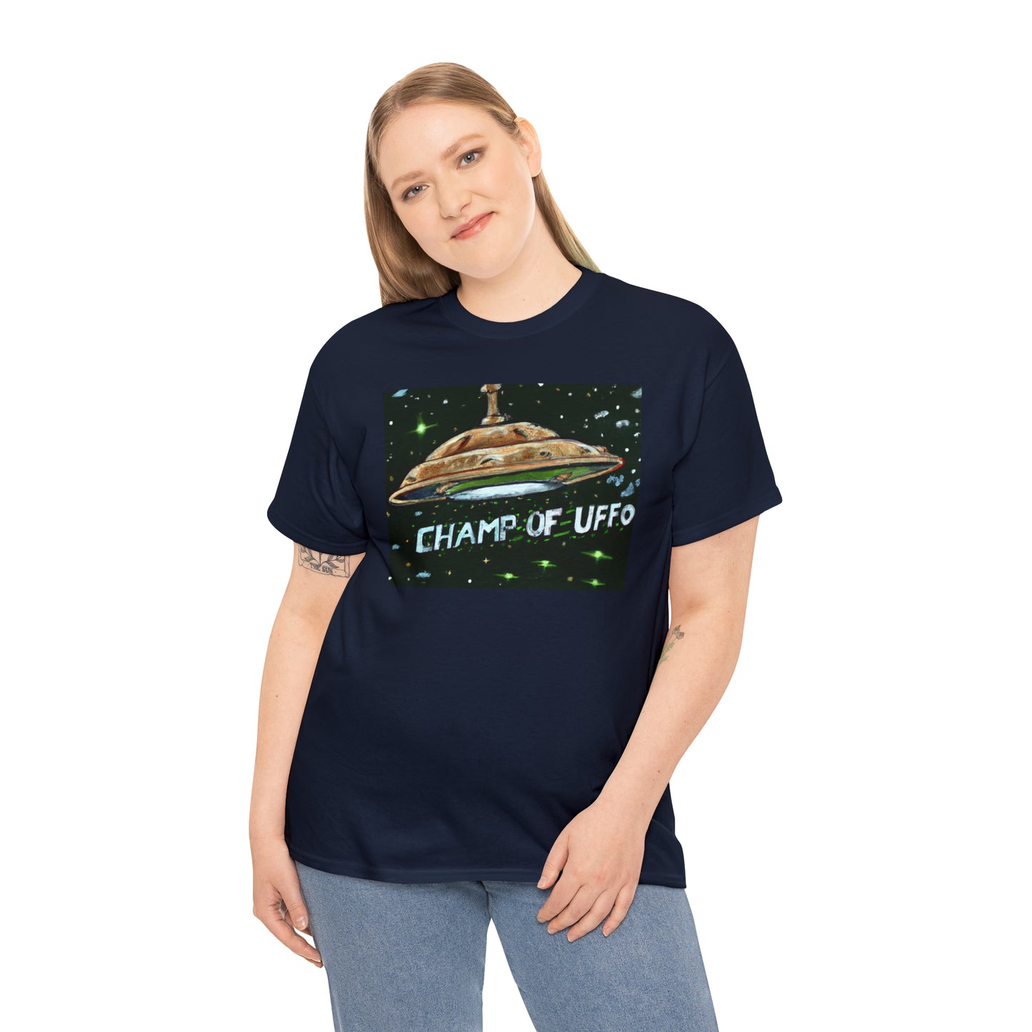 CHAMP OF UFFO (UFO 7) - Medeival Style Art - AI Art - Gildan Heavy Cotton Tee