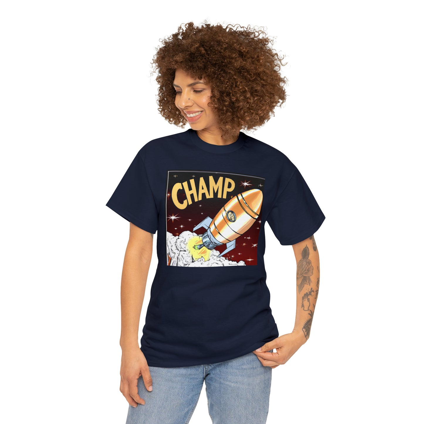 CHAMP Spaceship 12 - 1800's Style Comic Art - AI Art - Gildan Heavy Cotton Tee