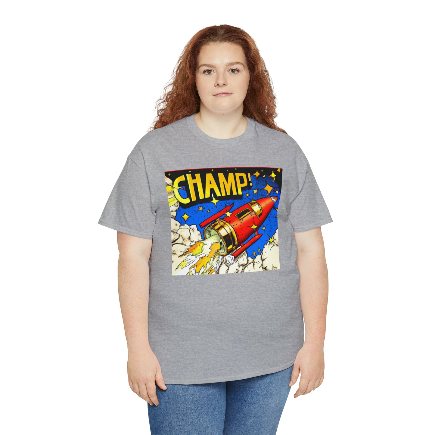 CHAMP! Spaceship 4 - 1700's Comic Style - AI Art - Gildan Heavy Cotton Tee