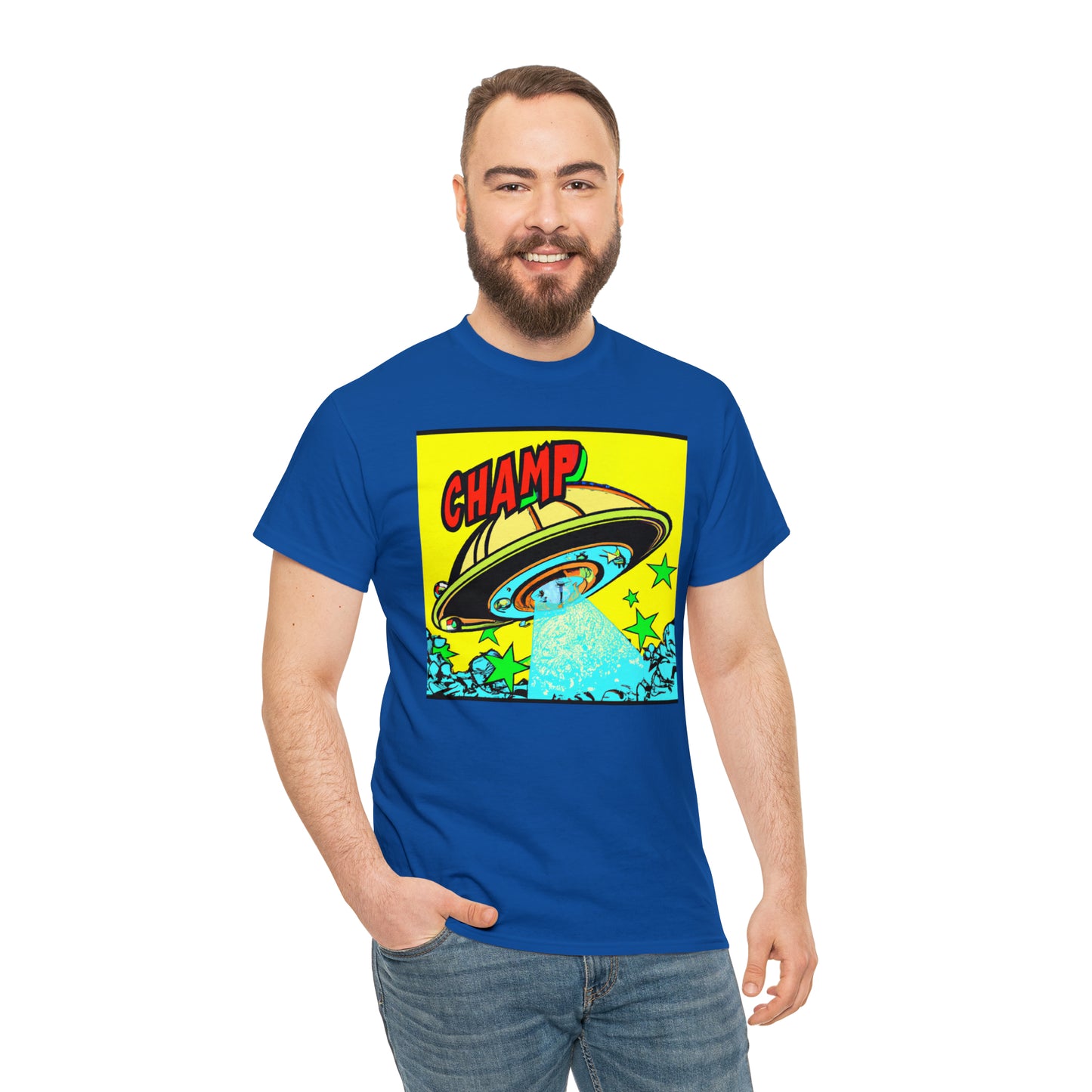 CHAMP UFO 18 - 1600's Style Comic Art - AI Art - Gildan Heavy Cotton Tee