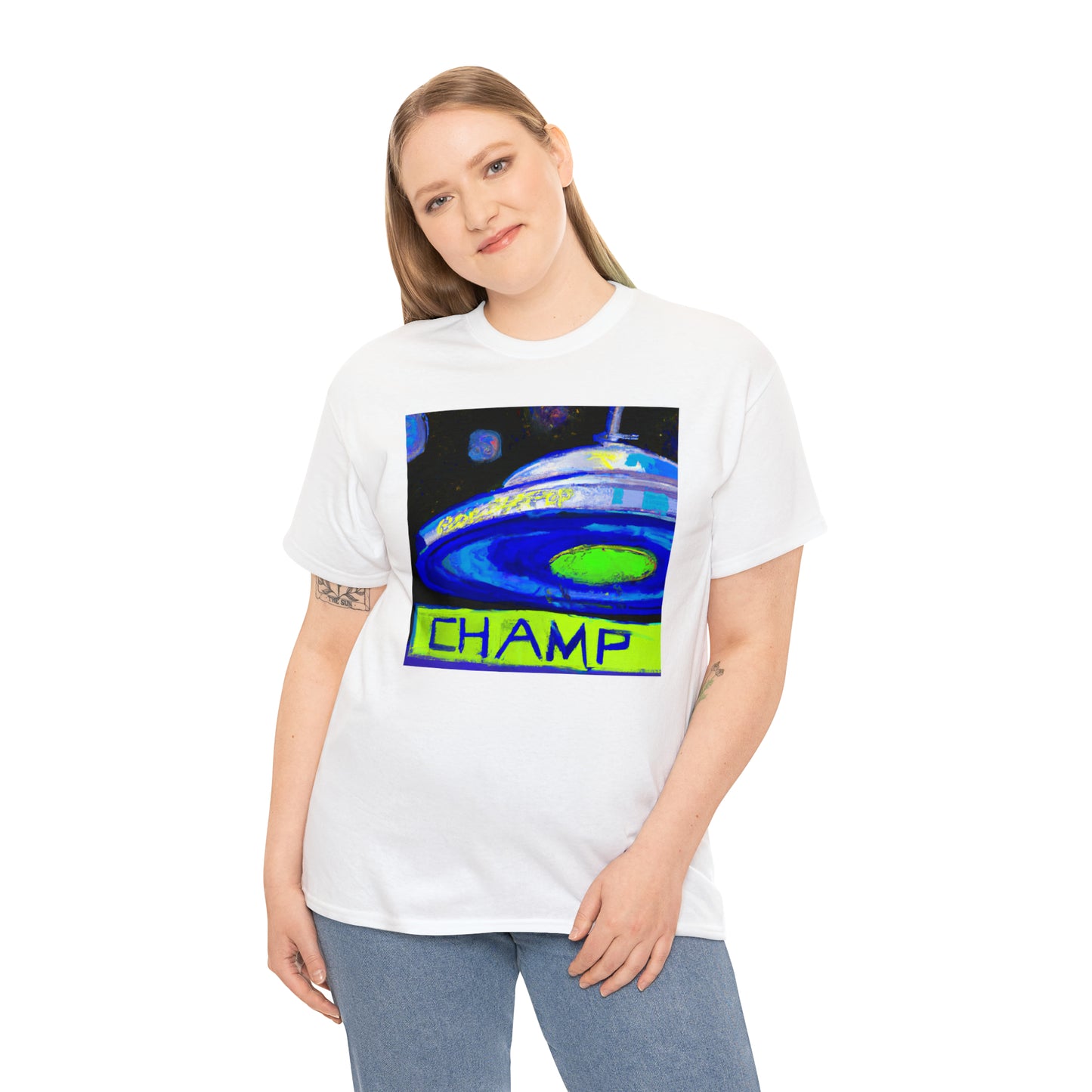 CHAMP UFO 12 - Post-Modern Style - AI Art - Gildan Heavy Cotton Tee