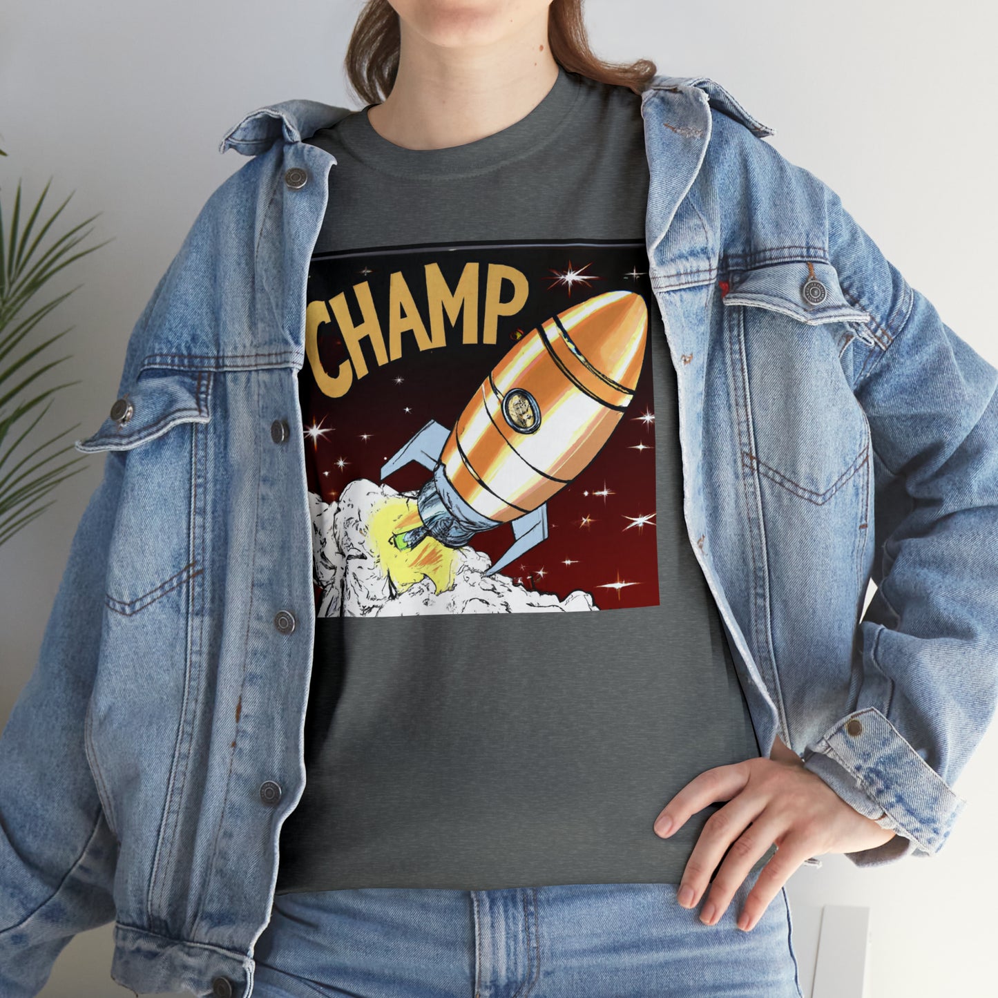 CHAMP Spaceship 12 - 1800's Style Comic Art - AI Art - Gildan Heavy Cotton Tee