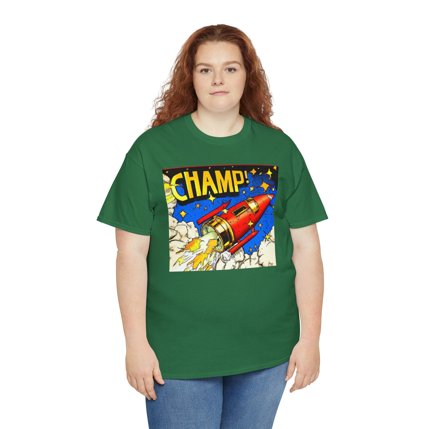 CHAMP! Spaceship 4 - 1700's Comic Style - AI Art - Gildan Heavy Cotton Tee