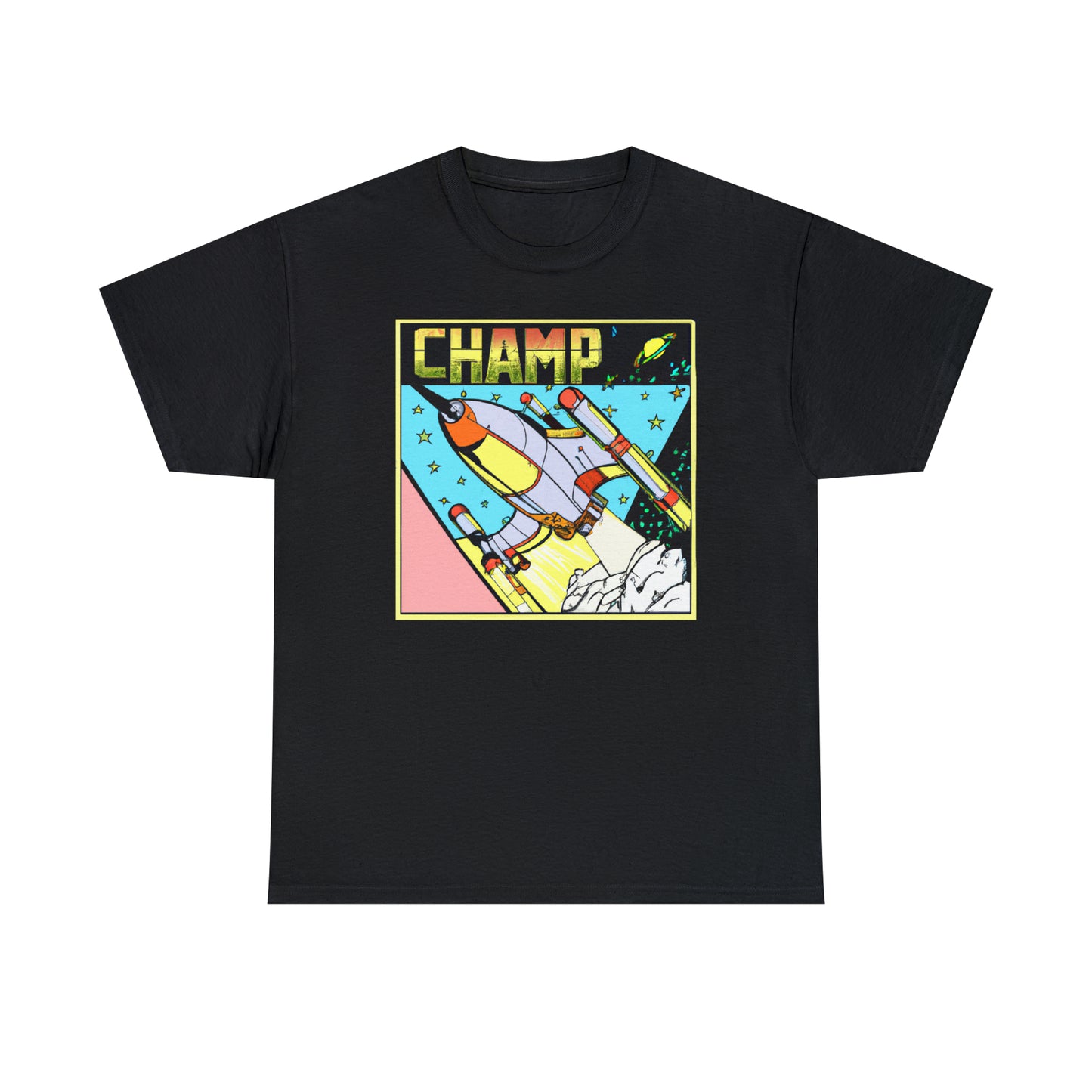 CHAMP Logo Spaceship 1 - 1980's Comic Book Style - AI Art - Gildan Heavy Cotton Tee