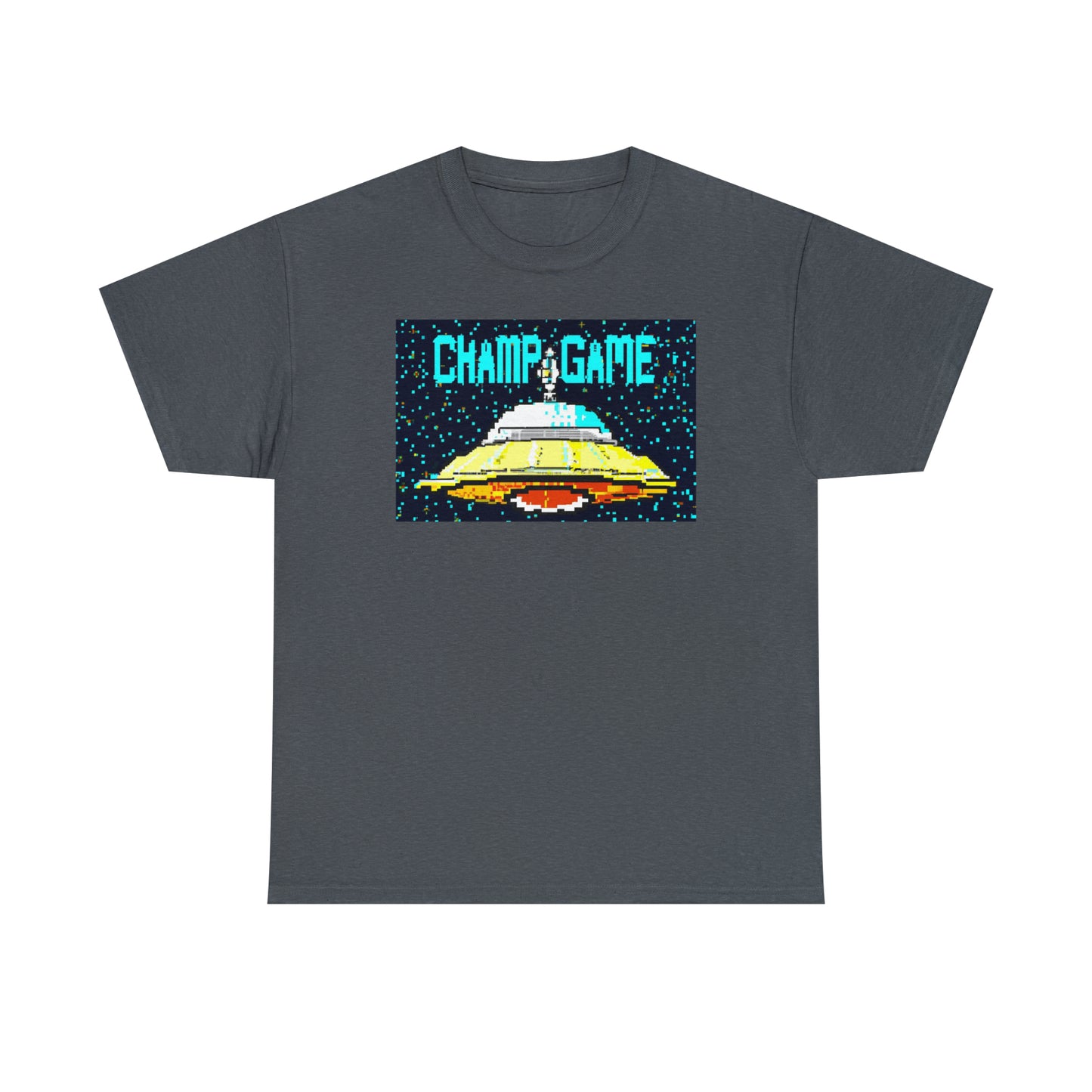 CHAMP GAME UFO 21 - 8-bit Style Pixel Art - AI Art - Gildan Heavy Cotton Tee