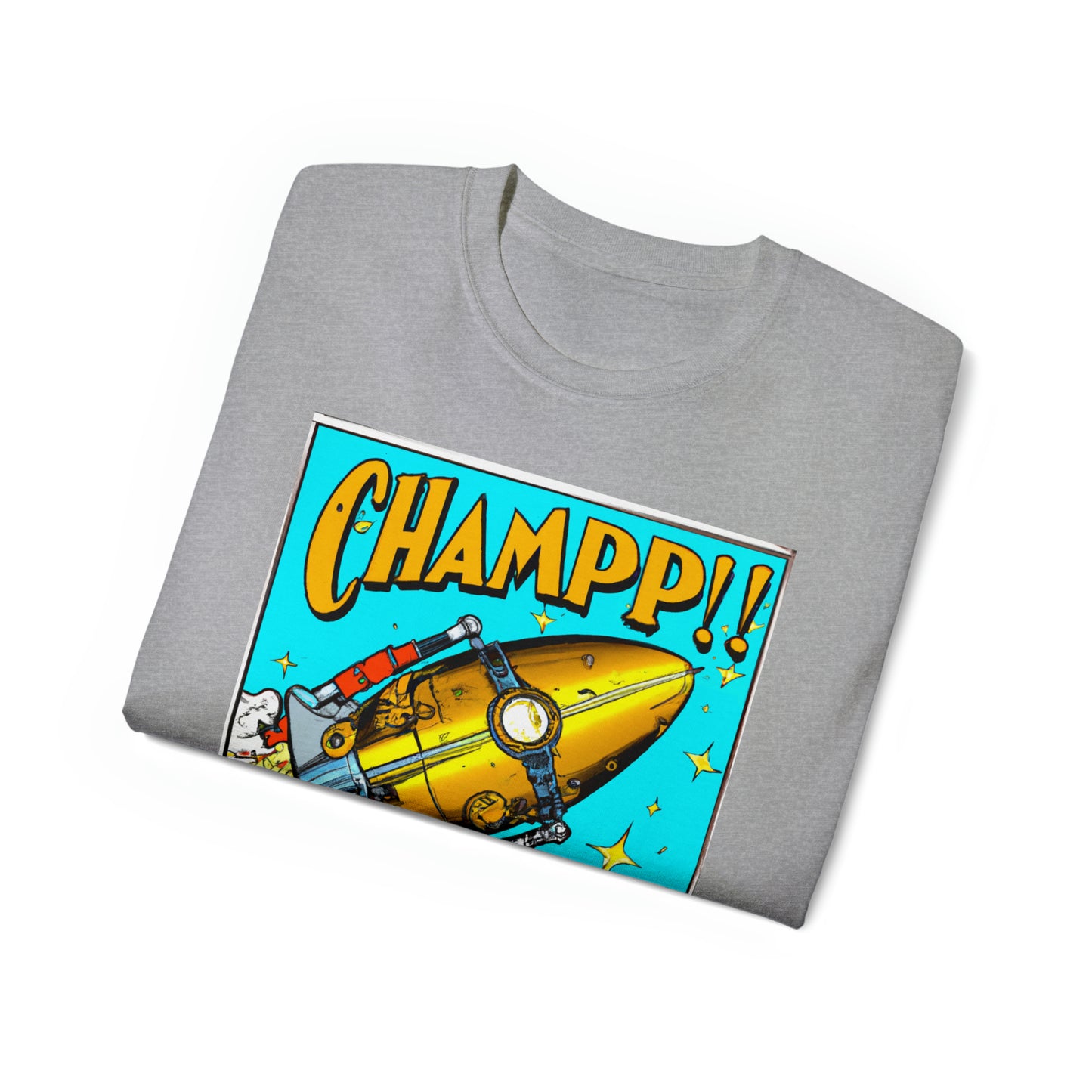 CHAMP Spaceship 10 - 1800's Style Comic Art - AI Art - Gildan Ultra Cotton Tee