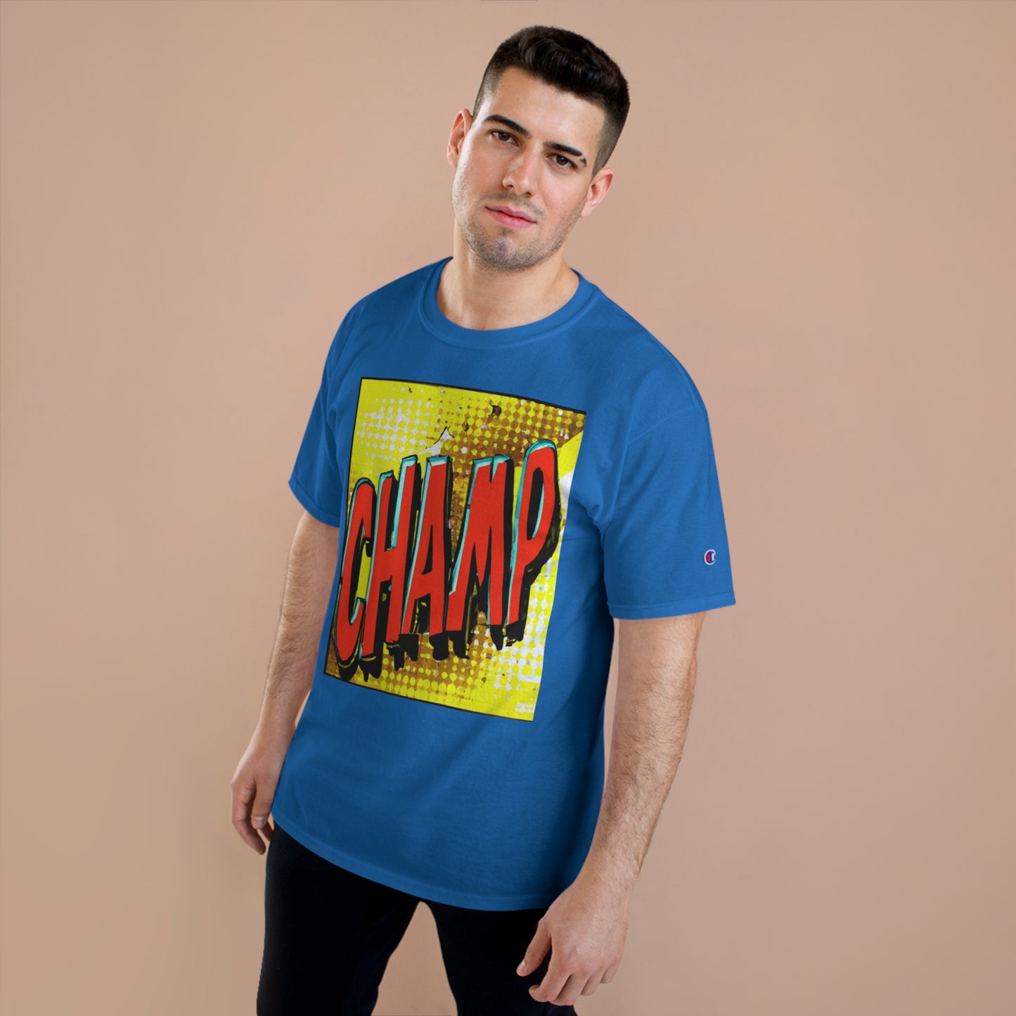 CHAMP Logo 1980's Comic Book Art Style - AI Art - Champion T-Shirt