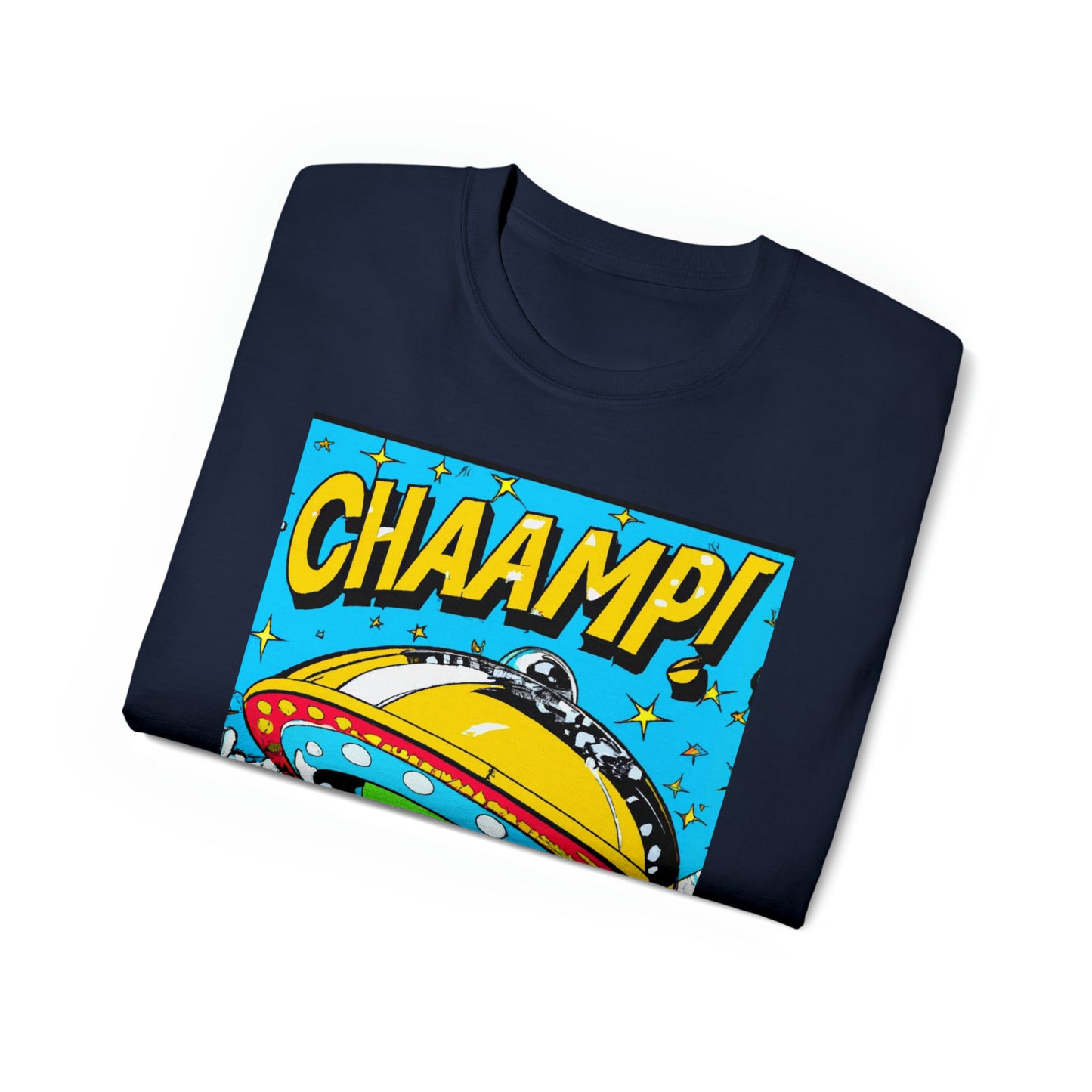 CHAAMP! UFO 24 - 1970's Style Comic Book Art - AI Art - Gildan Ultra Cotton Tee