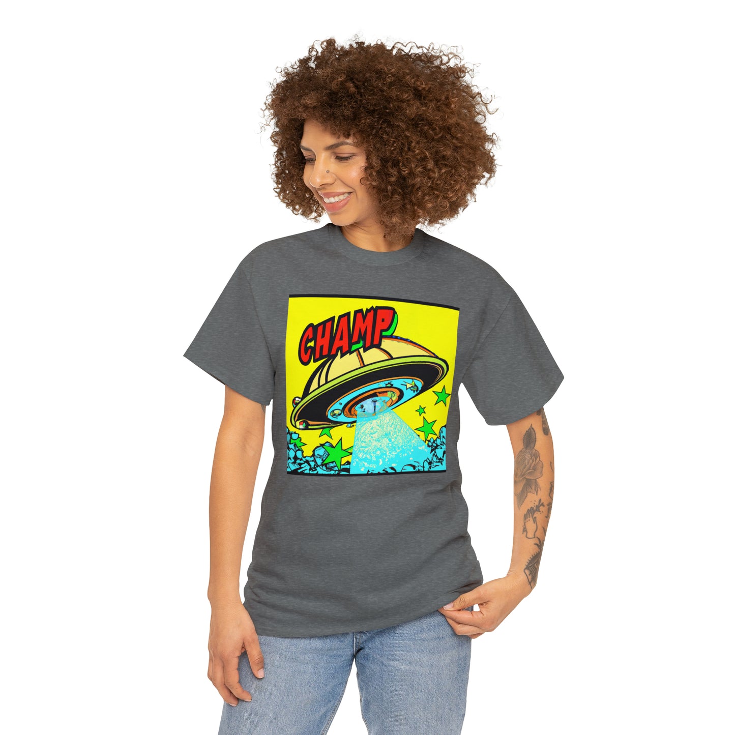 CHAMP UFO 18 - 1600's Style Comic Art - AI Art - Gildan Heavy Cotton Tee