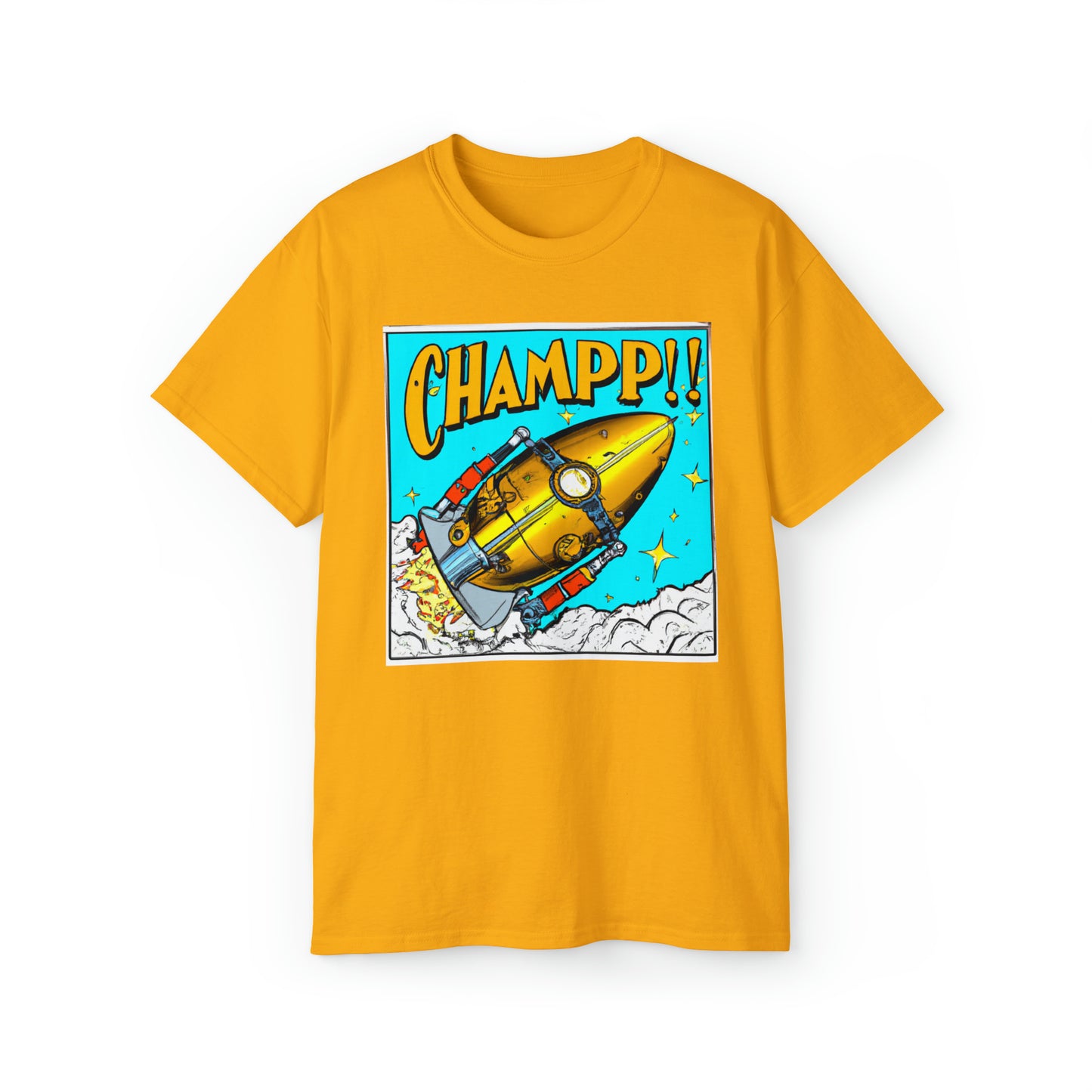 CHAMP Spaceship 10 - 1800's Style Comic Art - AI Art - Gildan Ultra Cotton Tee