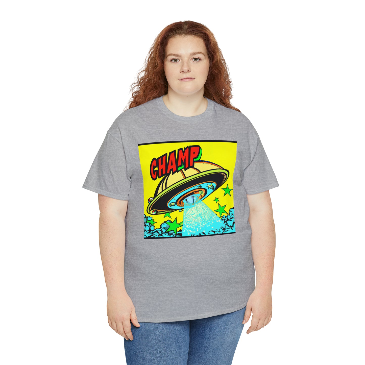 CHAMP UFO 18 - 1600's Style Comic Art - AI Art - Gildan Heavy Cotton Tee