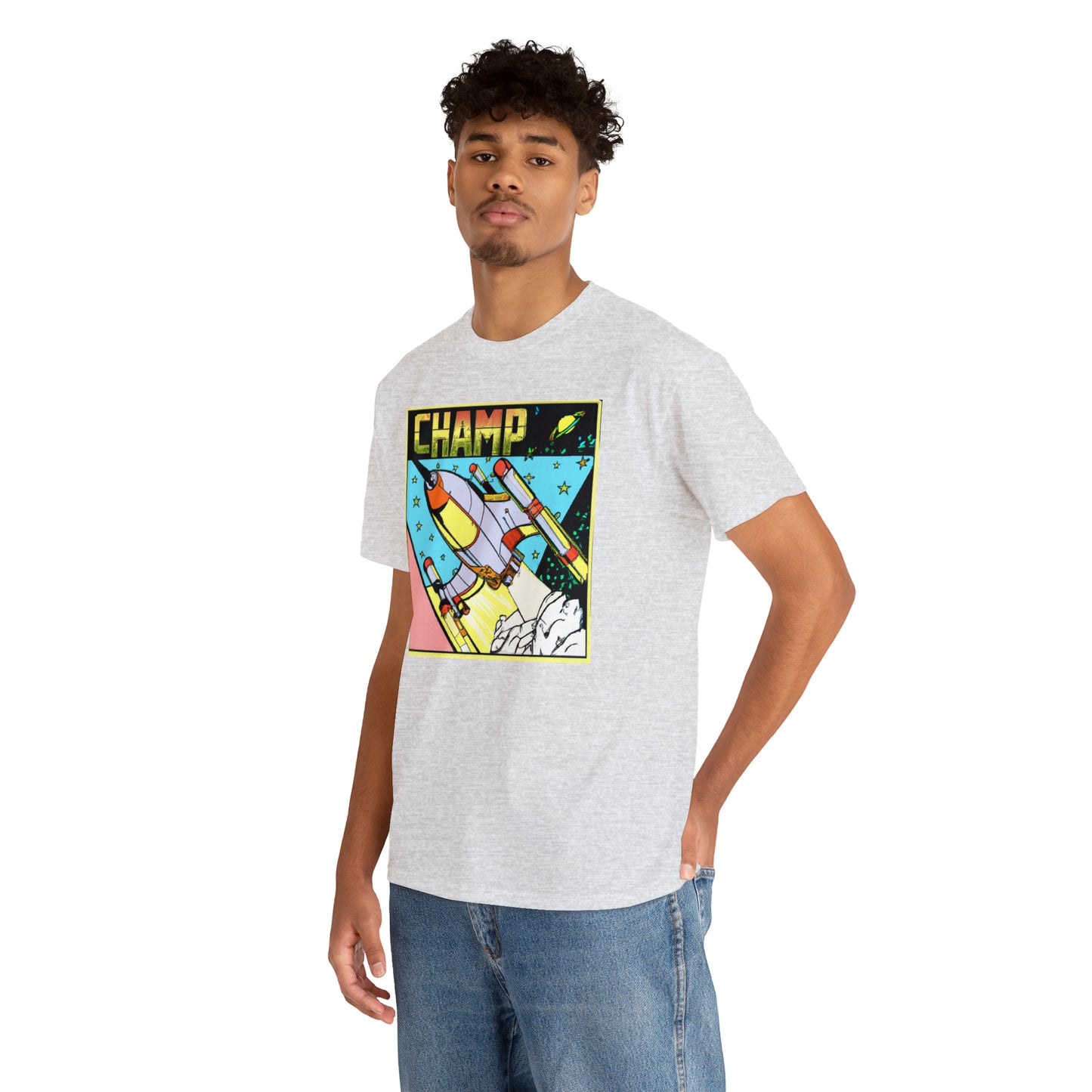 CHAMP Logo Spaceship 1 - 1980's Comic Book Style - AI Art - Gildan Heavy Cotton Tee