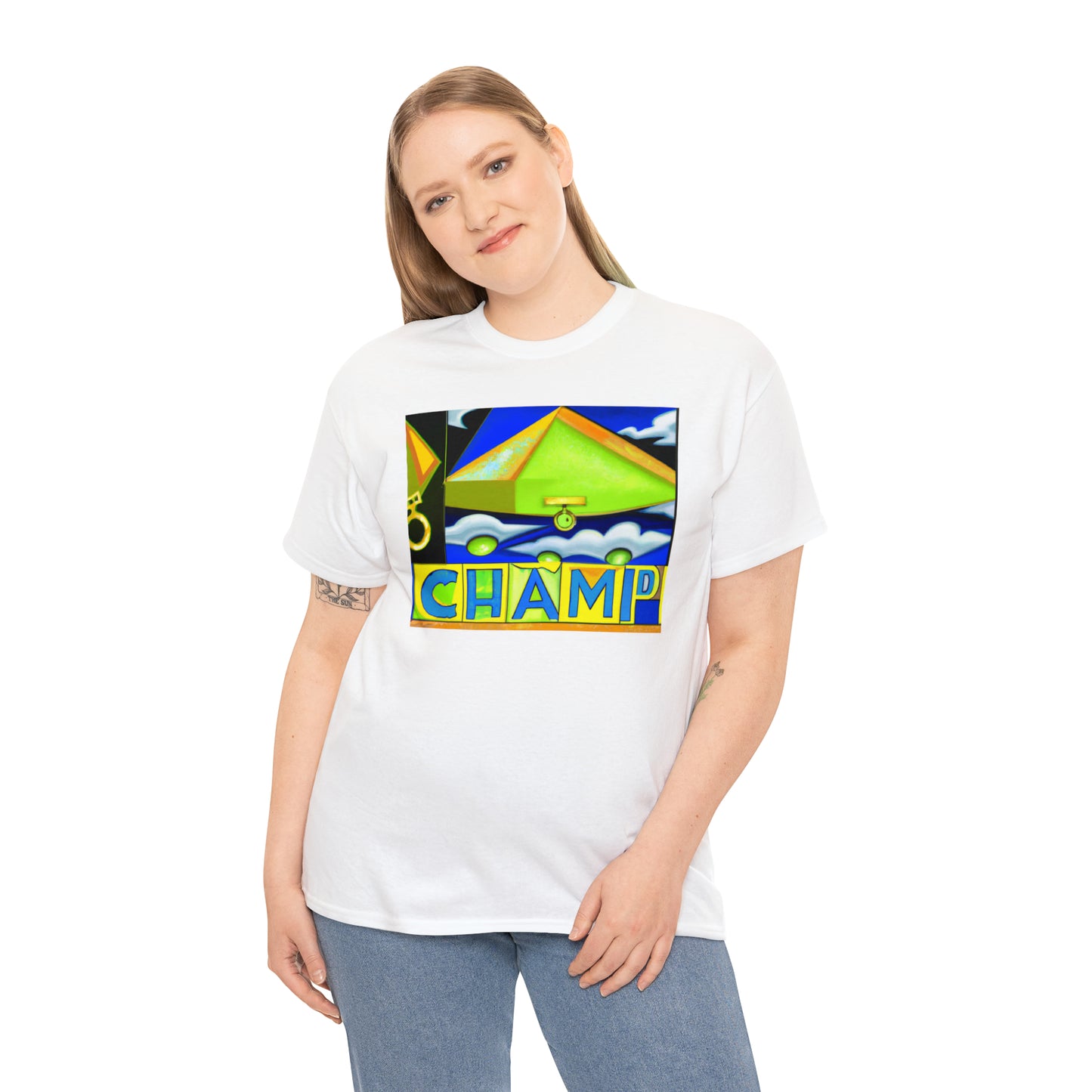 CHAMP UFO 11 - Cubist Style - AI Art - Gildan Heavy Cotton Tee