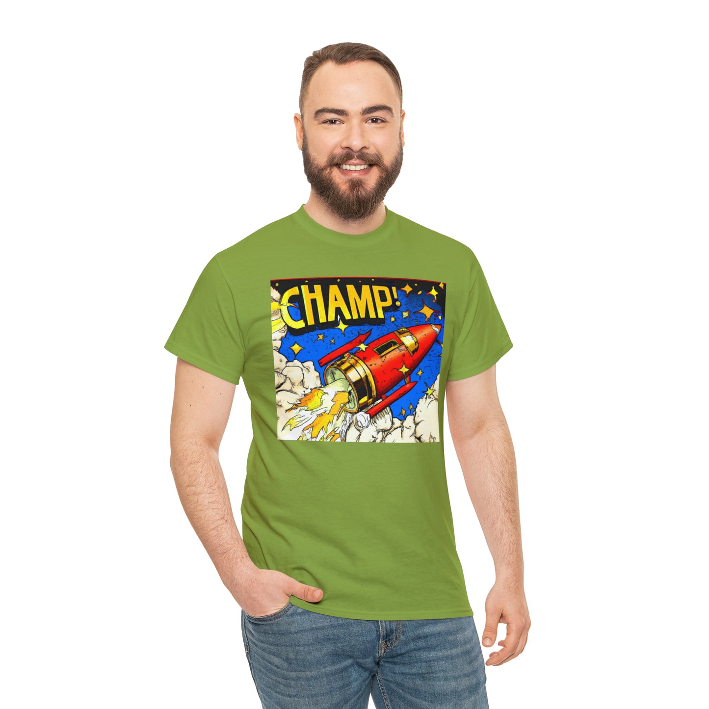 CHAMP! Spaceship 4 - 1700's Comic Style - AI Art - Gildan Heavy Cotton Tee