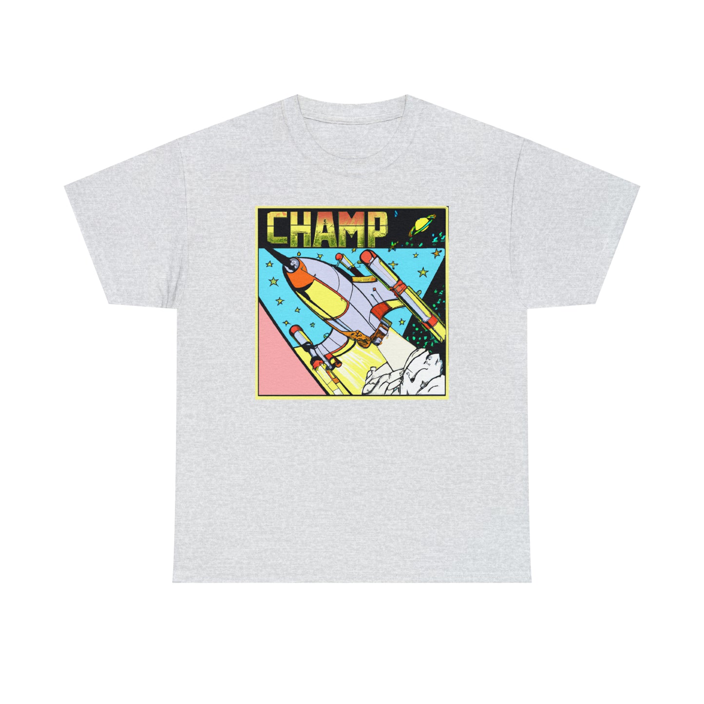 CHAMP Logo Spaceship 1 - 1980's Comic Book Style - AI Art - Gildan Heavy Cotton Tee