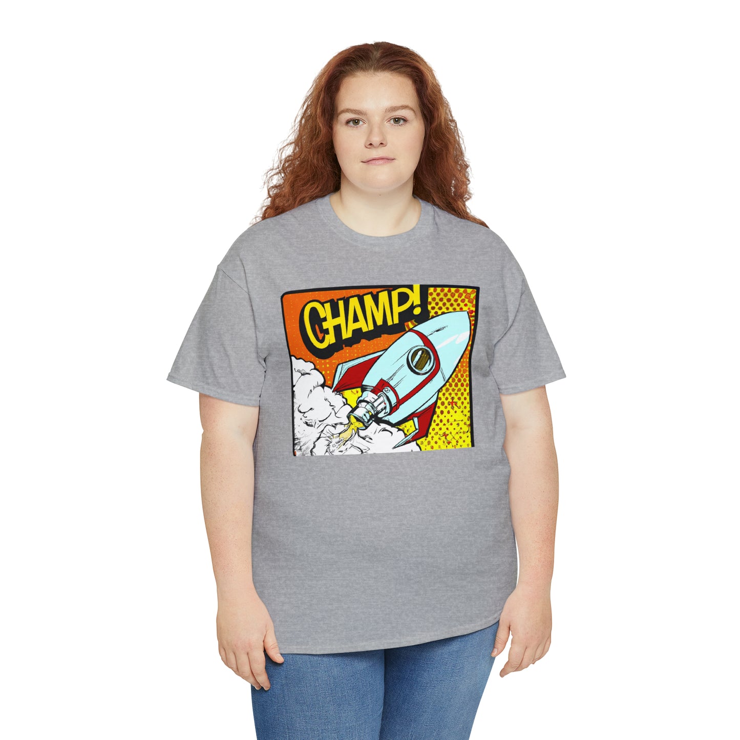 CHAMP! Spaceship 3 - 1950's Comic Book Style - AI Art - Gildan Heavy Cotton Tee