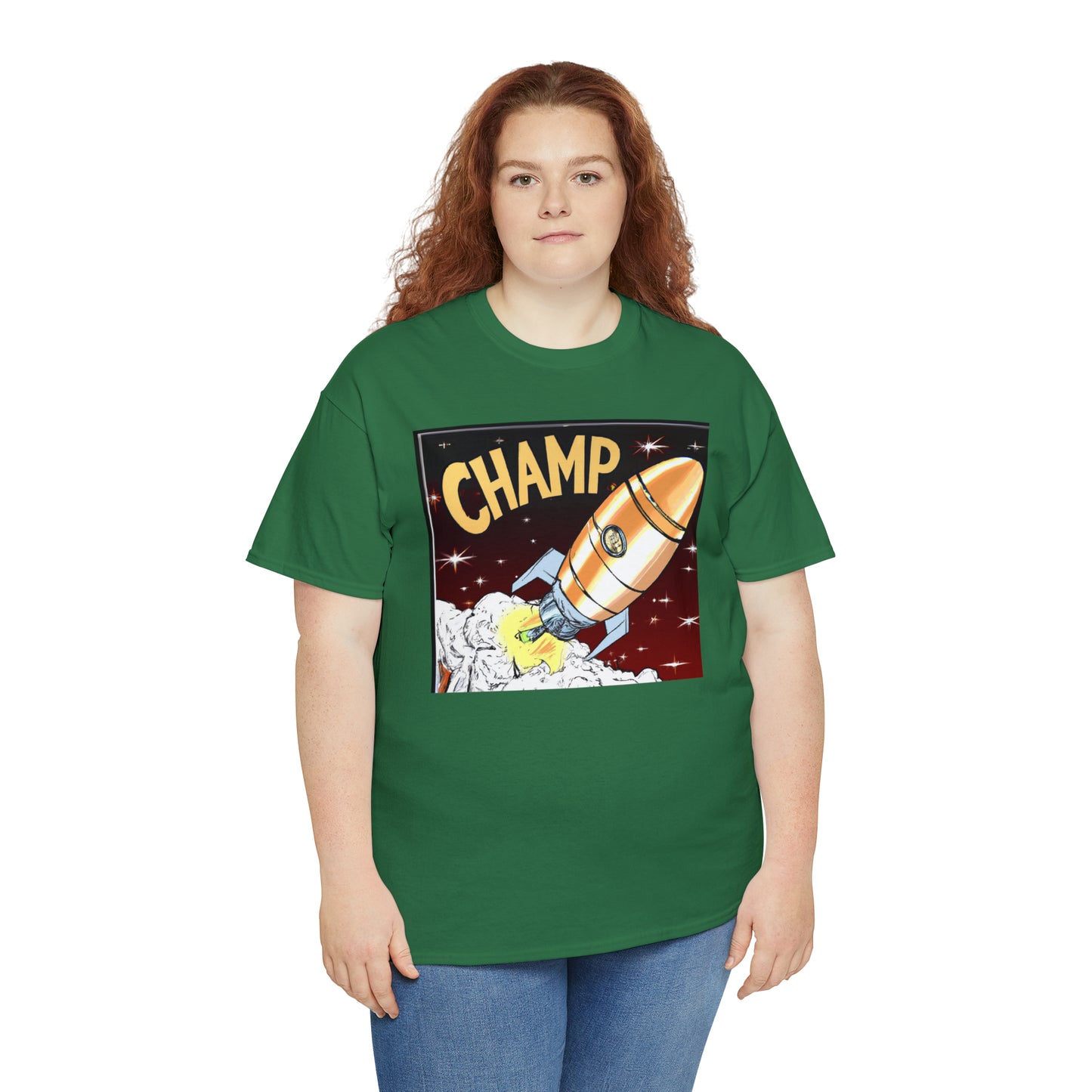 CHAMP Spaceship 12 - 1800's Style Comic Art - AI Art - Gildan Heavy Cotton Tee