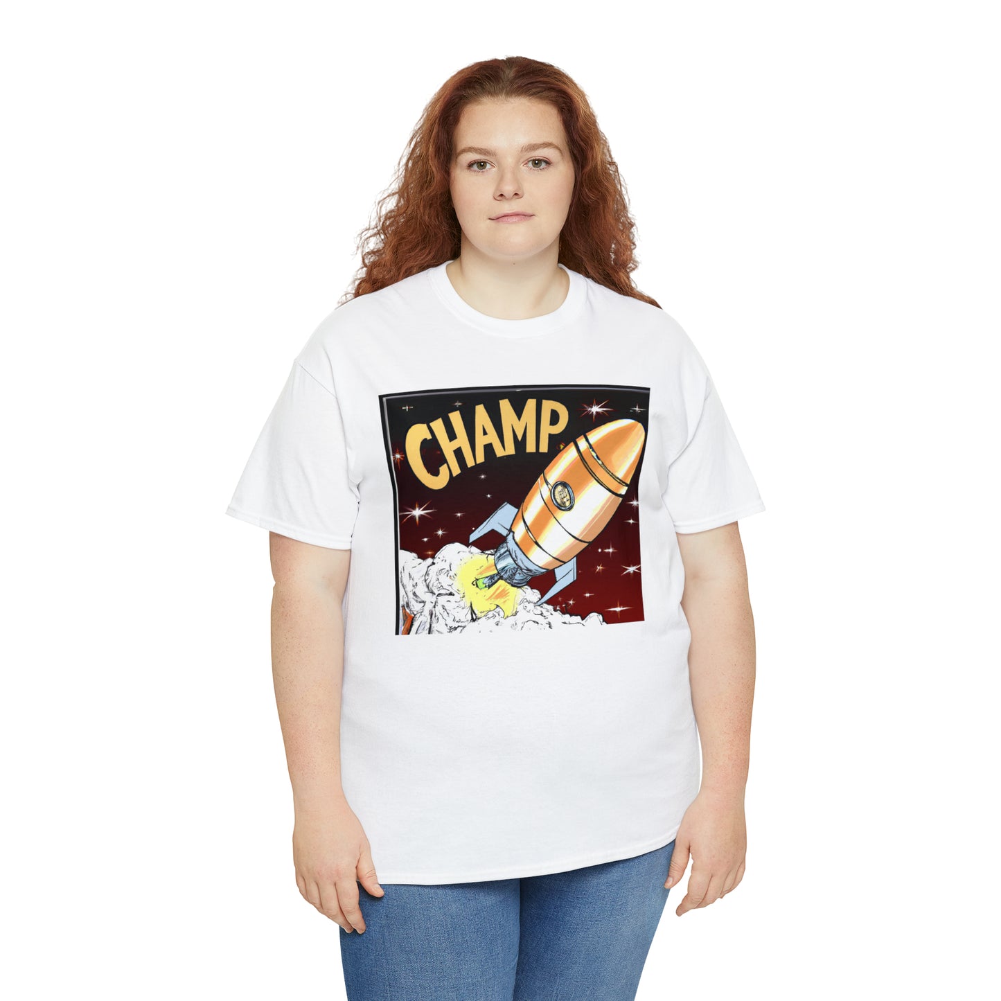 CHAMP Spaceship 12 - 1800's Style Comic Art - AI Art - Gildan Heavy Cotton Tee