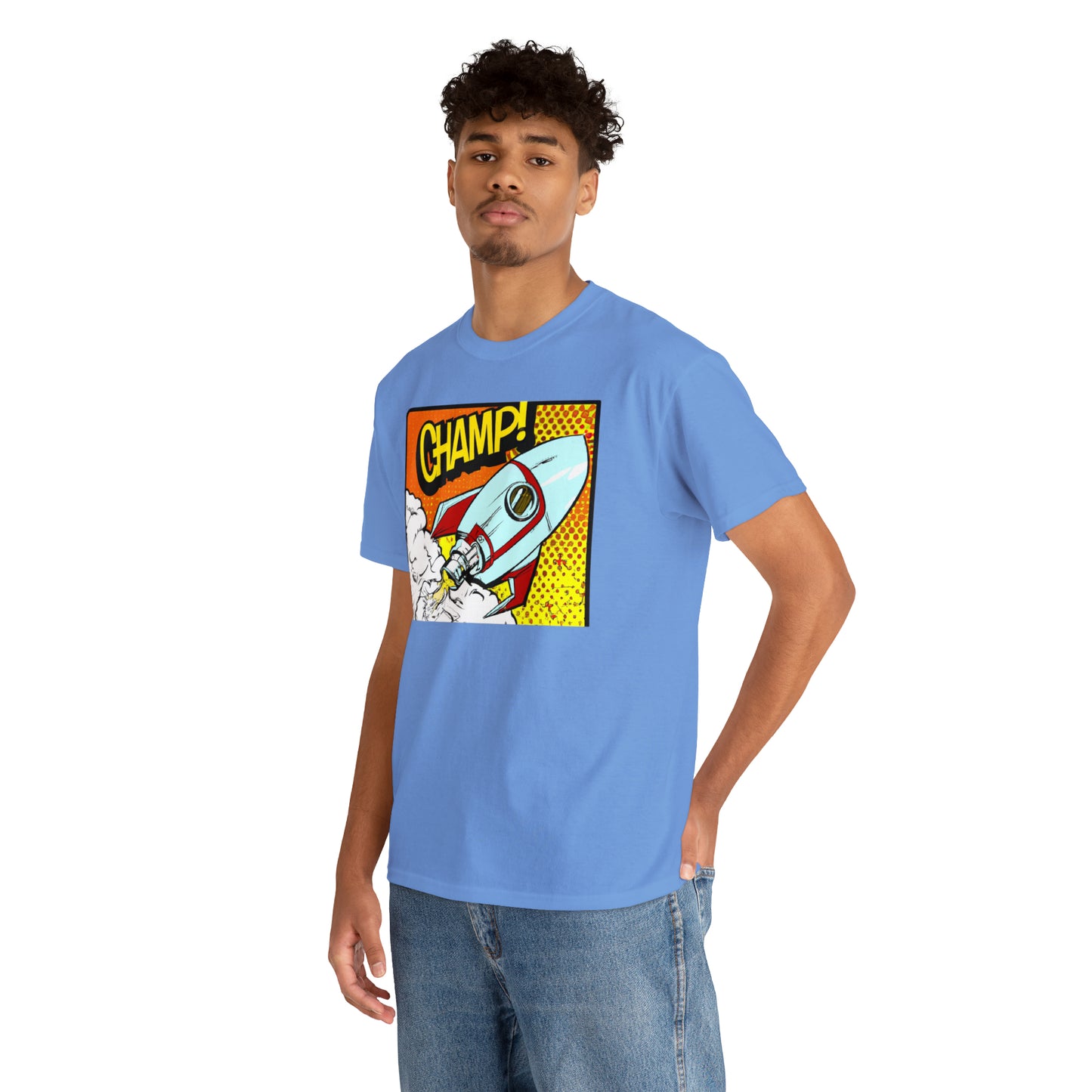 CHAMP! Spaceship 3 - 1950's Comic Book Style - AI Art - Gildan Heavy Cotton Tee