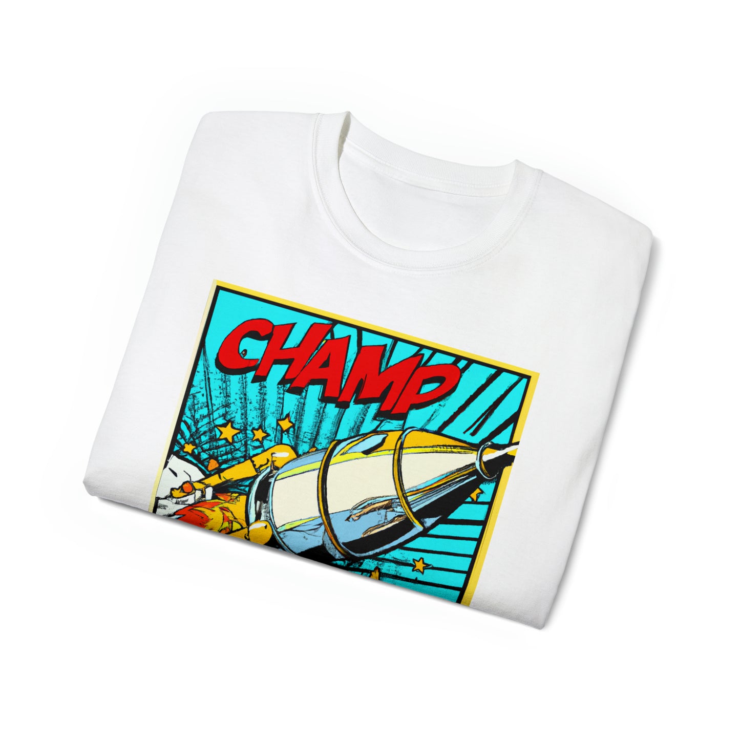 CHAMP Spaceship 6 - 1960's Style Comic Book Art - AI Art - Gildan Ultra Cotton Tee