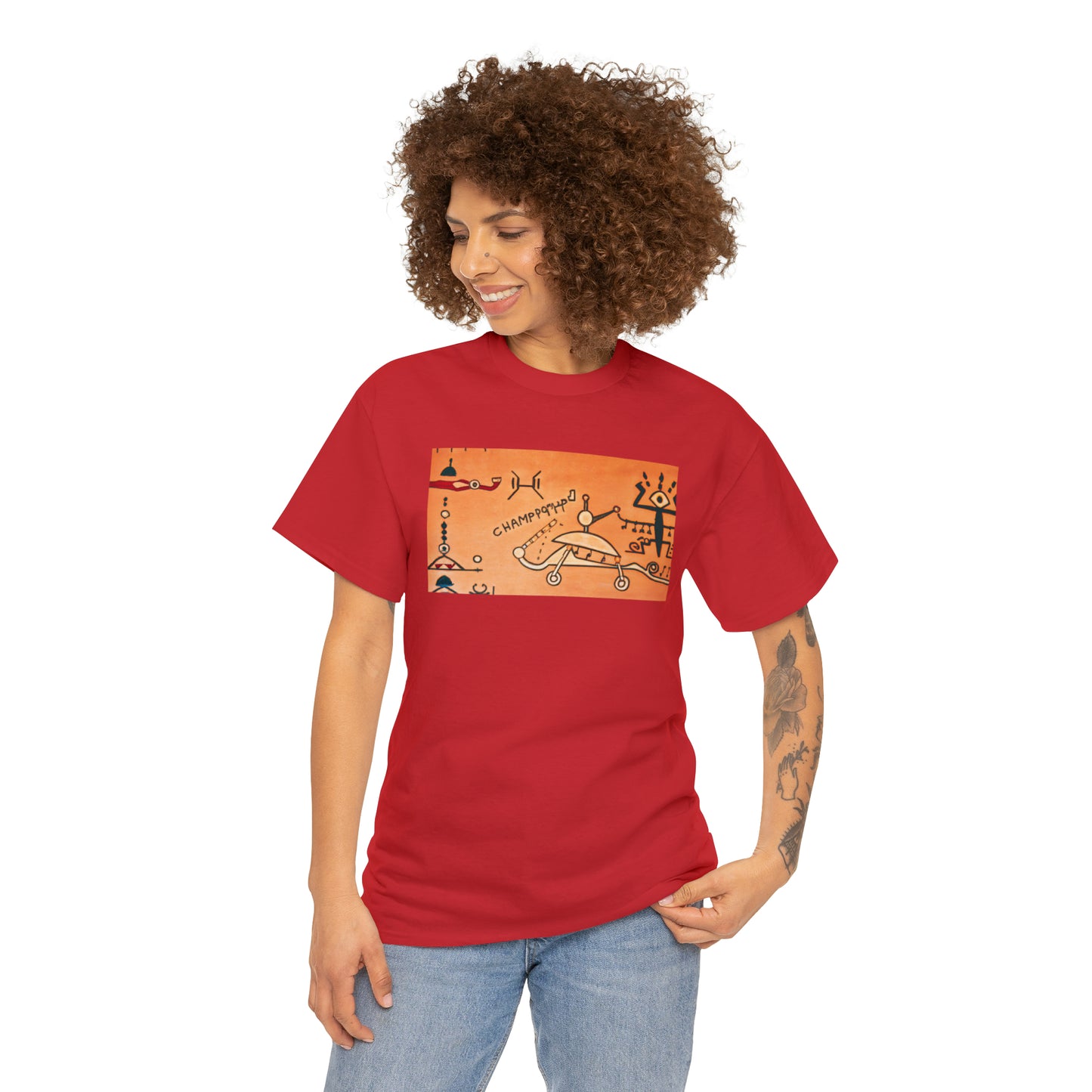 Heiroglyphic Spaceship - AI Art - Gildan Heavy Cotton Tee