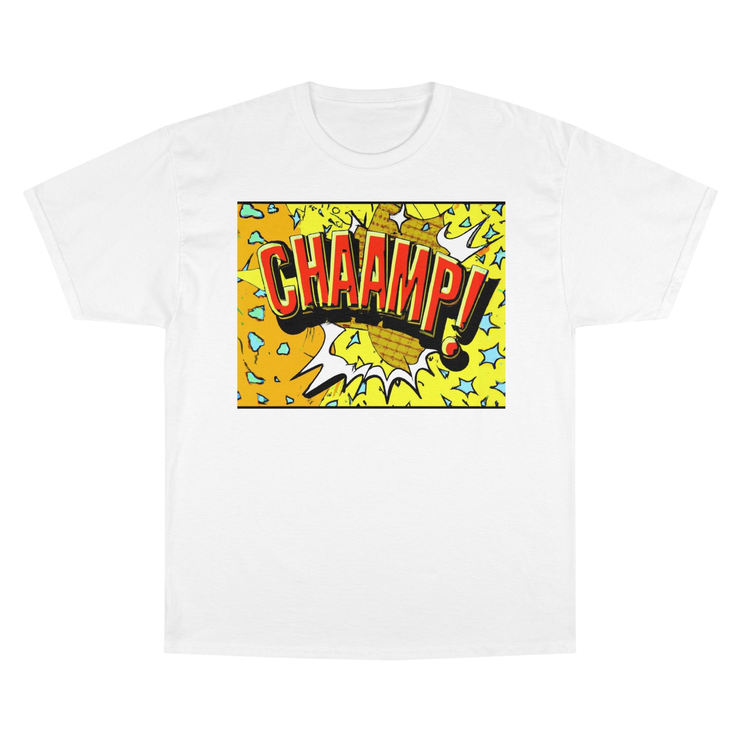 CHAAMP! Logo 1990's Comic Book Style Art - AI Art - Champion T-Shirt