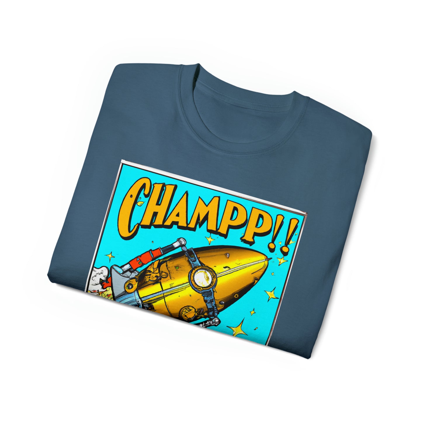 CHAMP Spaceship 10 - 1800's Style Comic Art - AI Art - Gildan Ultra Cotton Tee