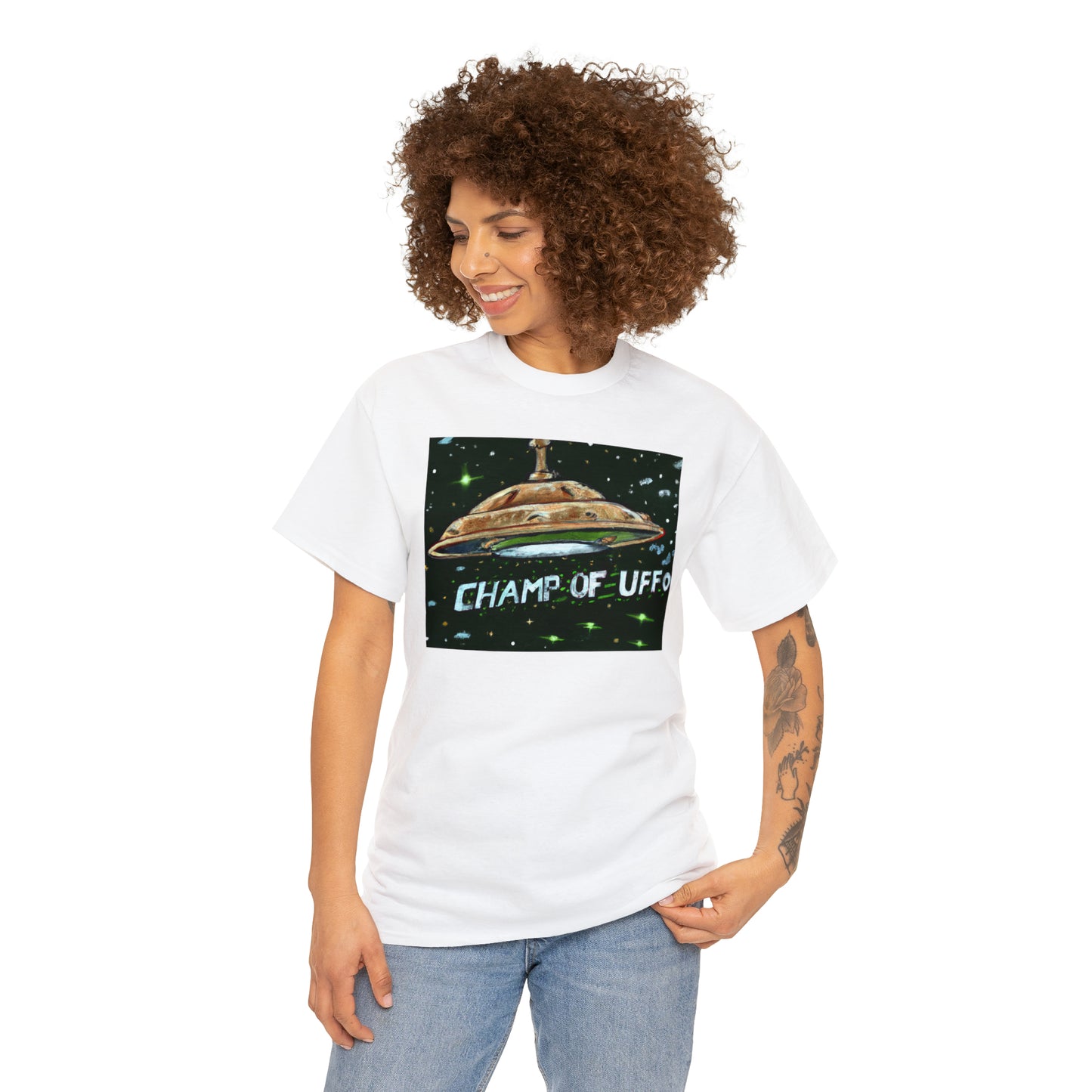 CHAMP OF UFFO (UFO 7) - Medeival Style Art - AI Art - Gildan Heavy Cotton Tee