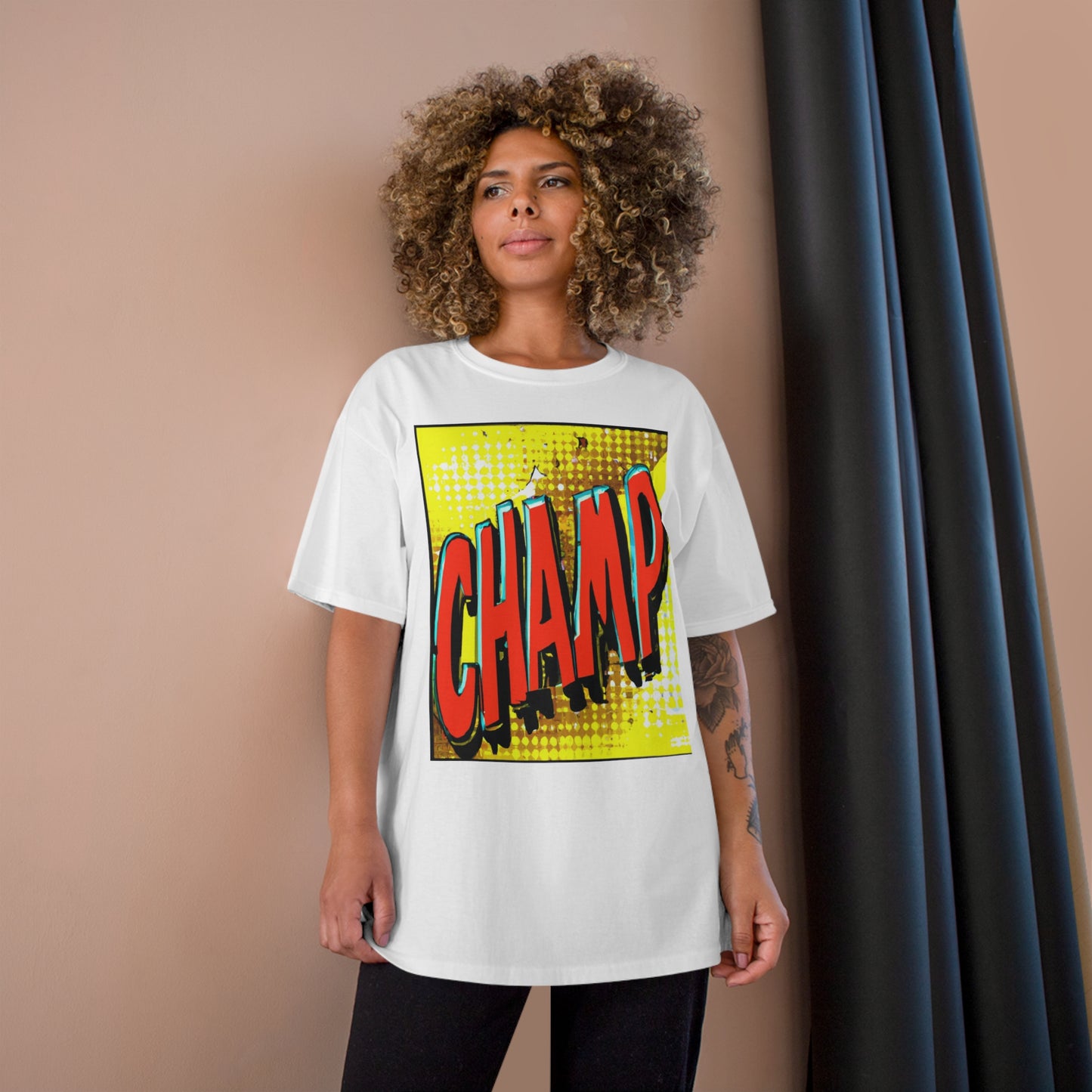 CHAMP Logo 1980's Comic Book Art Style - AI Art - Champion T-Shirt