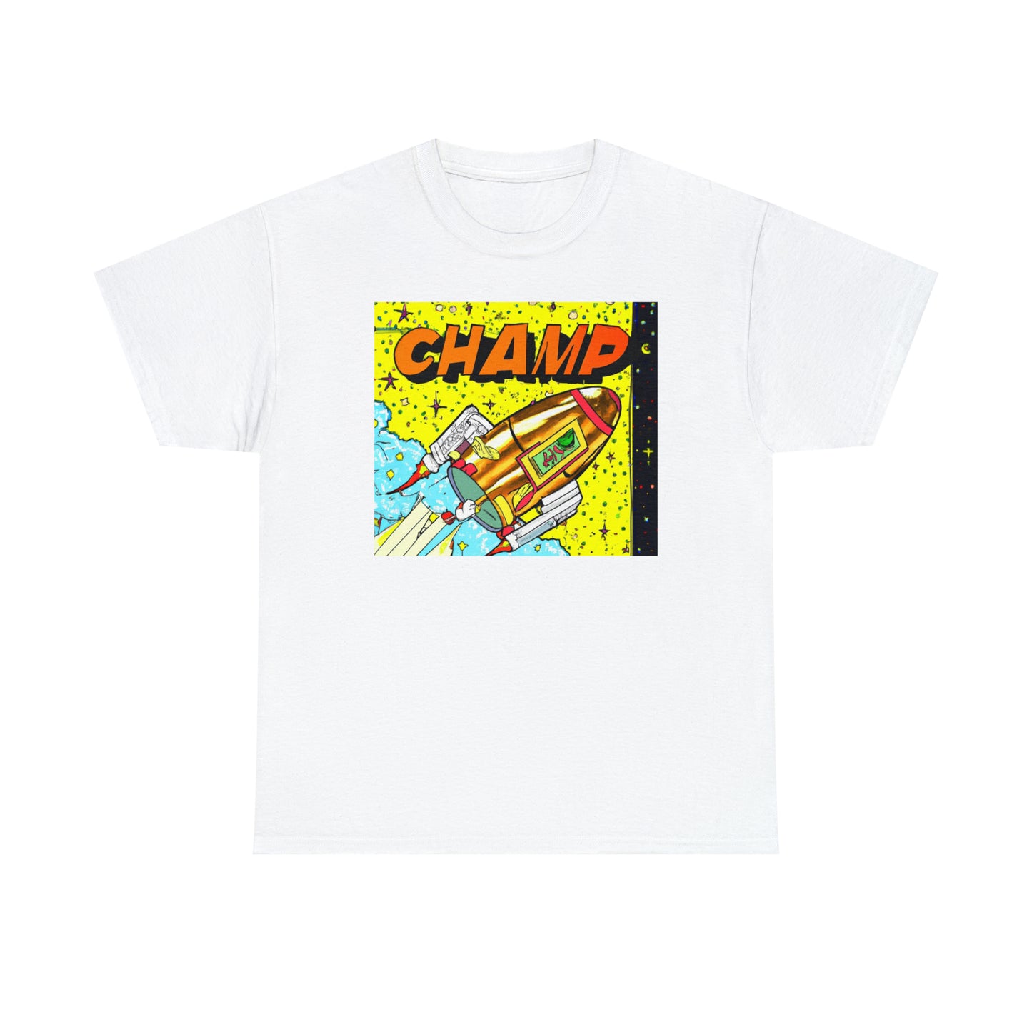 CHAMP Spaceship 8 - 1980's Style Comic Book Art - AI Art - Gildan Heavy Cotton Tee