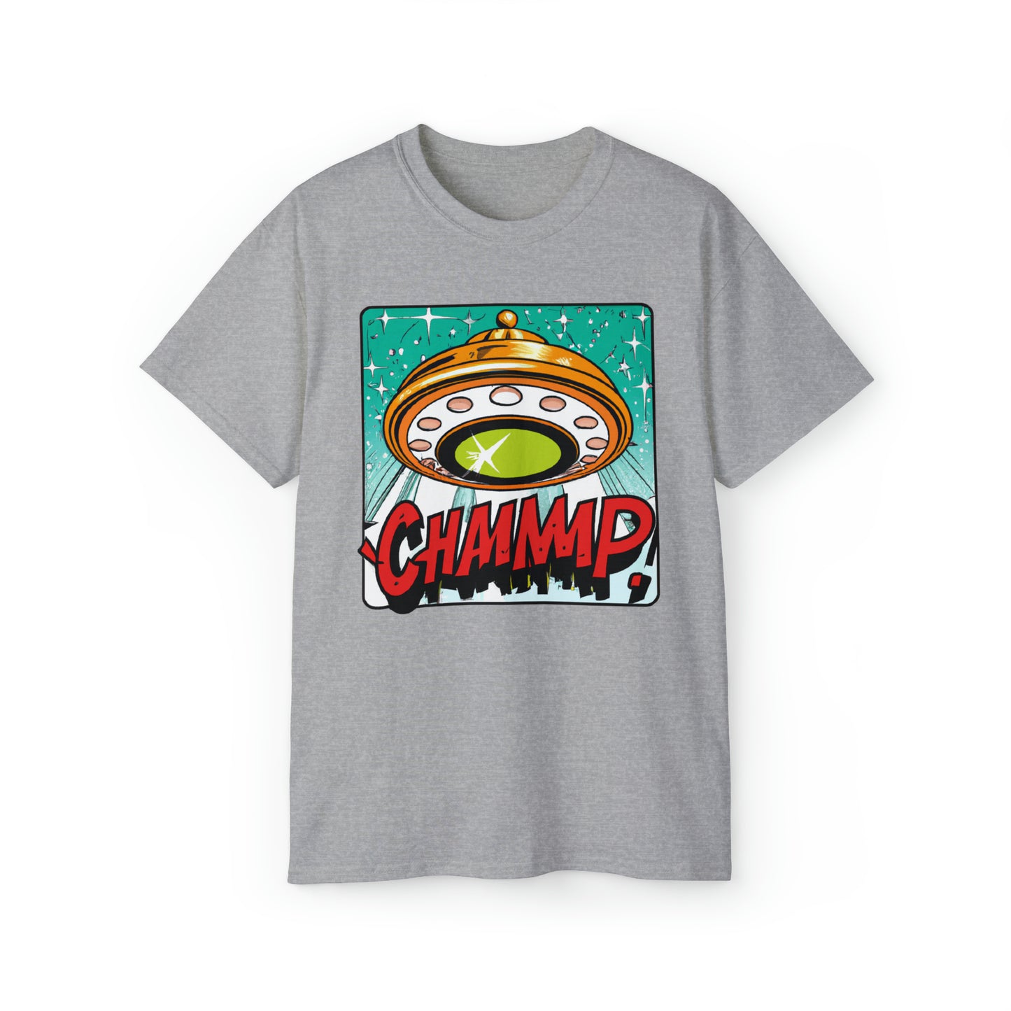 CHAMMMP. UFO 19 - 1950's Style Comic Book Art - AI Art - Gildan Ultra Cotton Tee