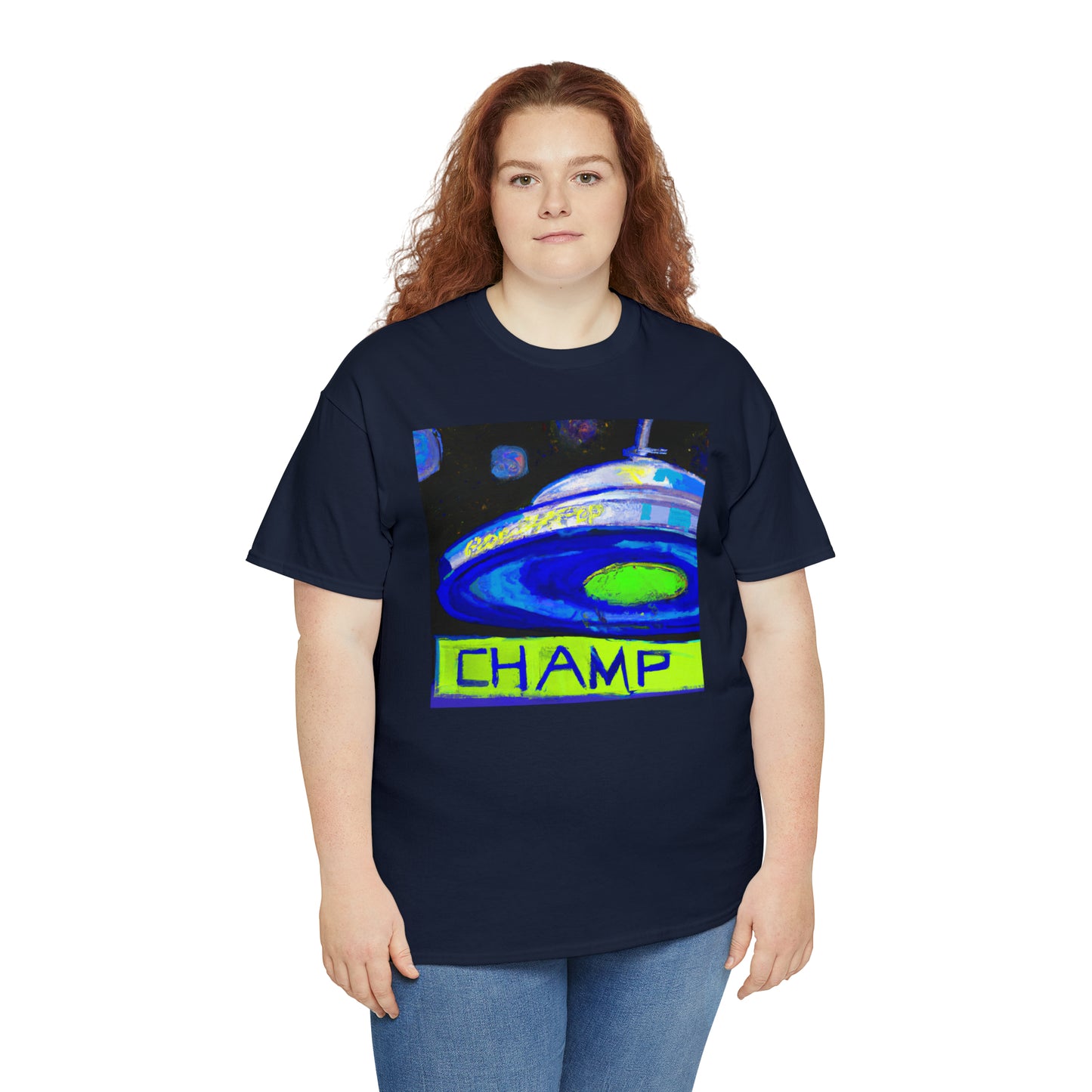 CHAMP UFO 12 - Post-Modern Style - AI Art - Gildan Heavy Cotton Tee