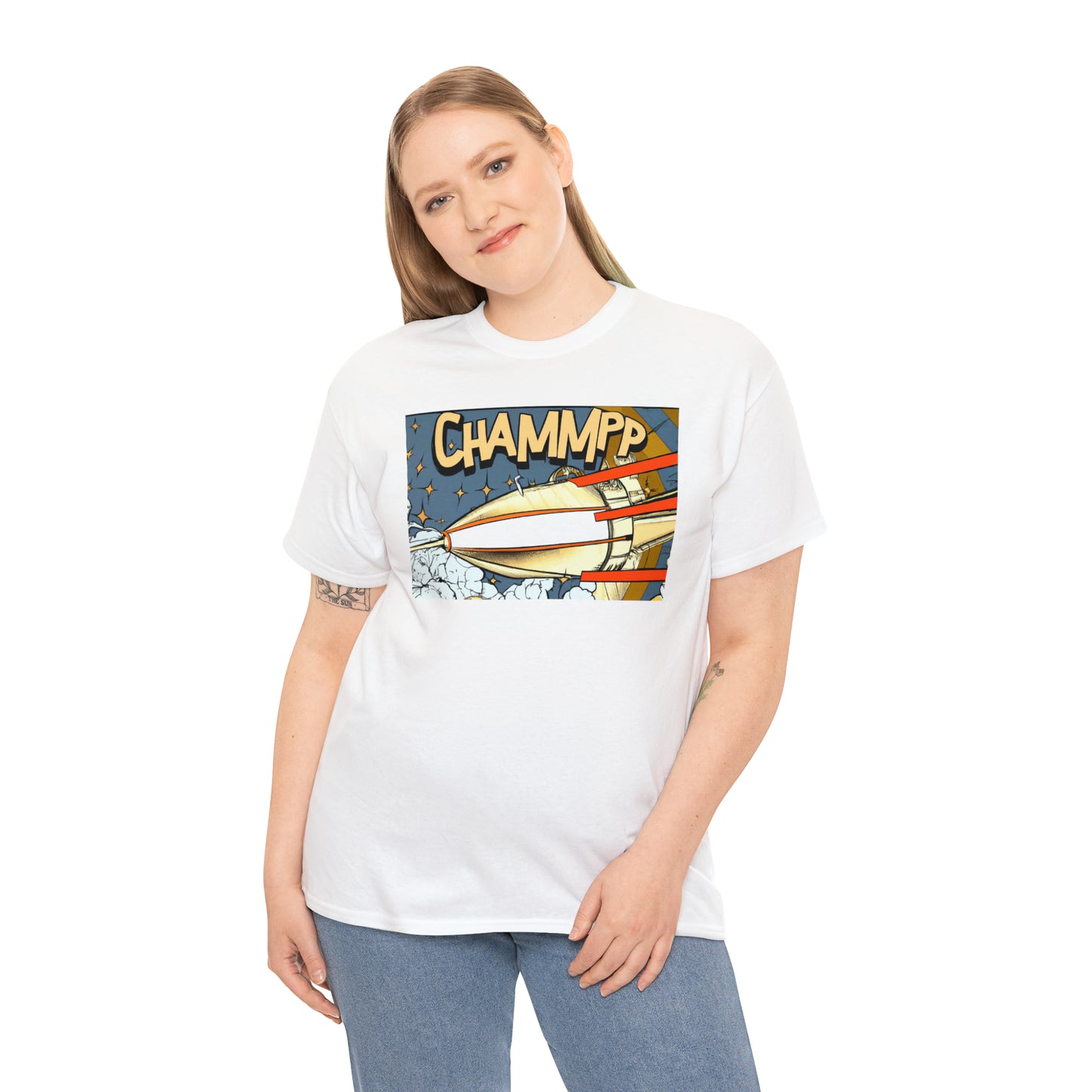 CHAMMPP Spaceship 2 - 1920's Style Comic - AI Art - Gildan Heavy Cotton Tee