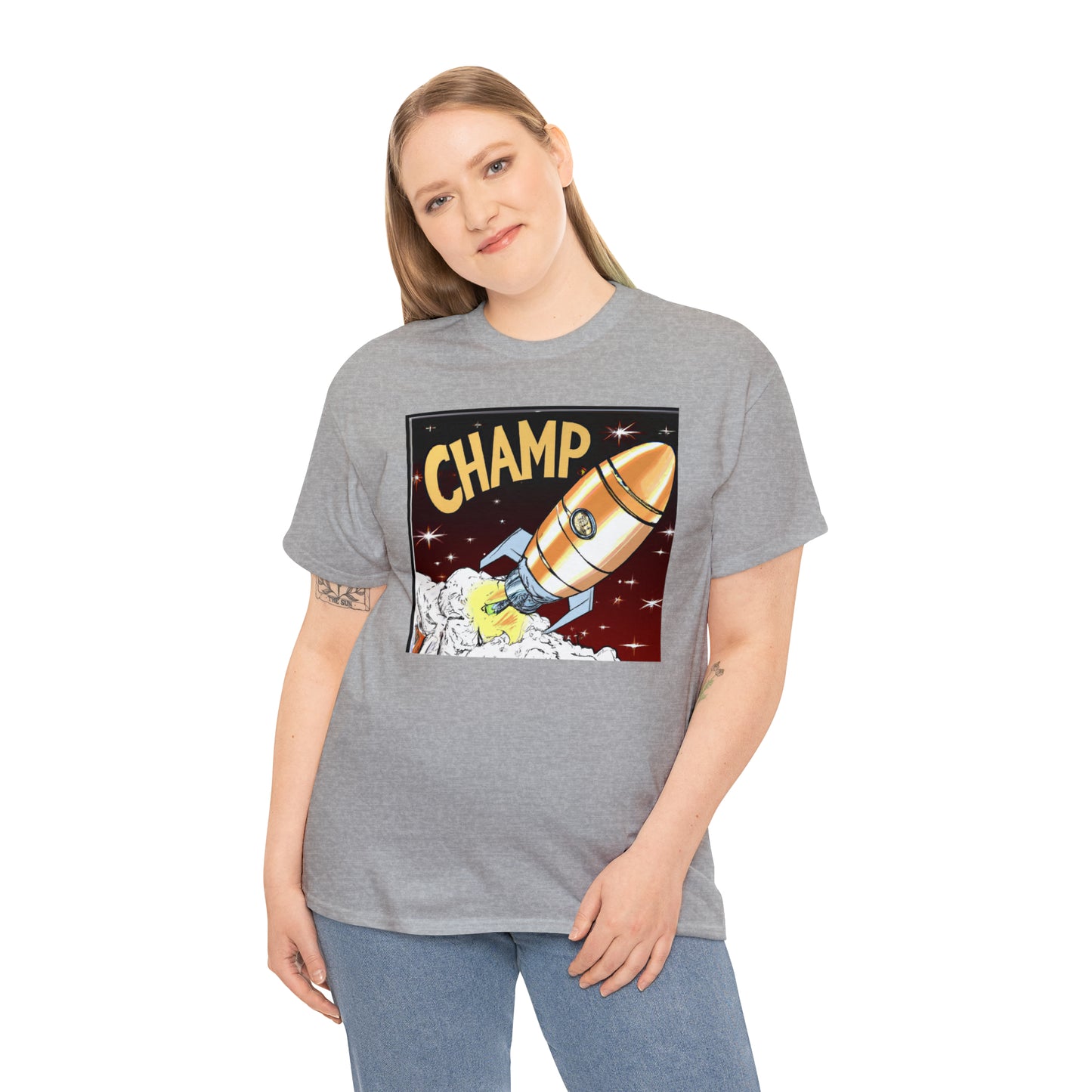 CHAMP Spaceship 12 - 1800's Style Comic Art - AI Art - Gildan Heavy Cotton Tee