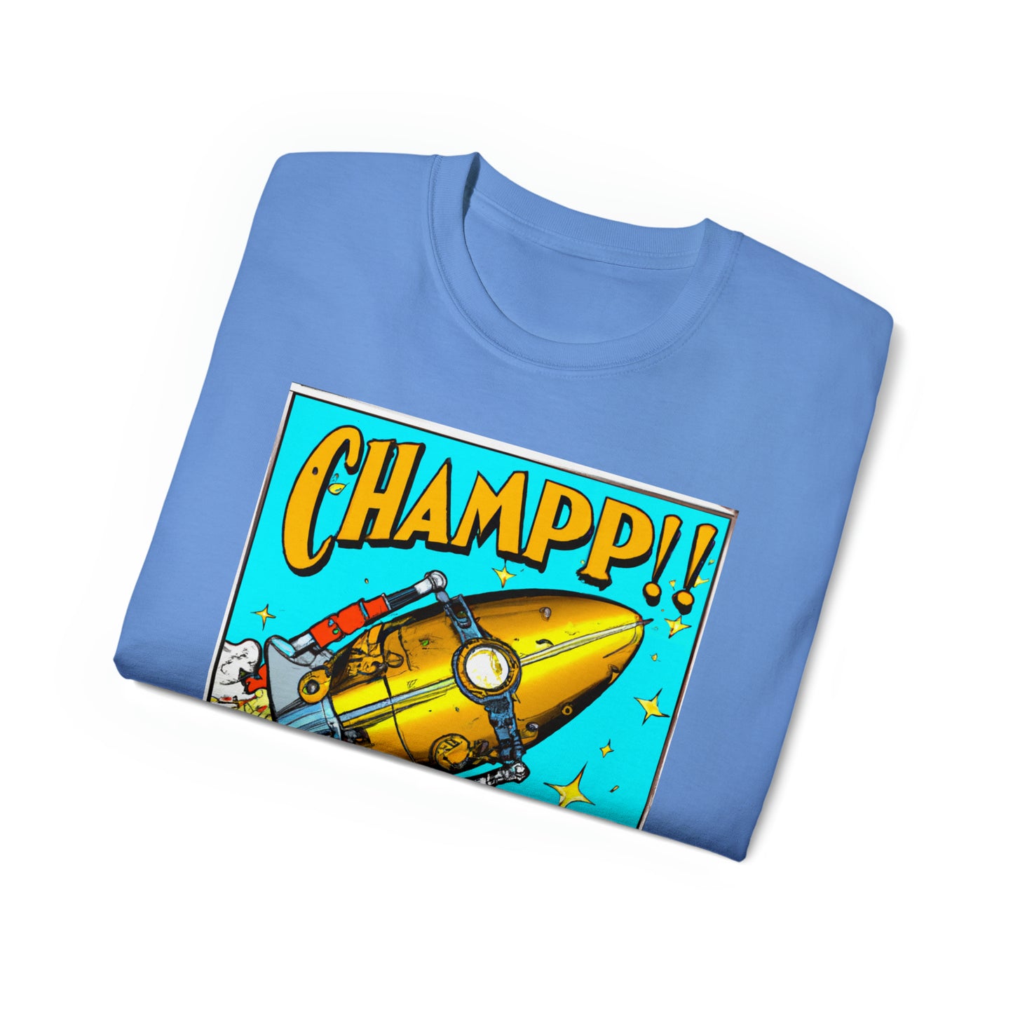 CHAMP Spaceship 10 - 1800's Style Comic Art - AI Art - Gildan Ultra Cotton Tee