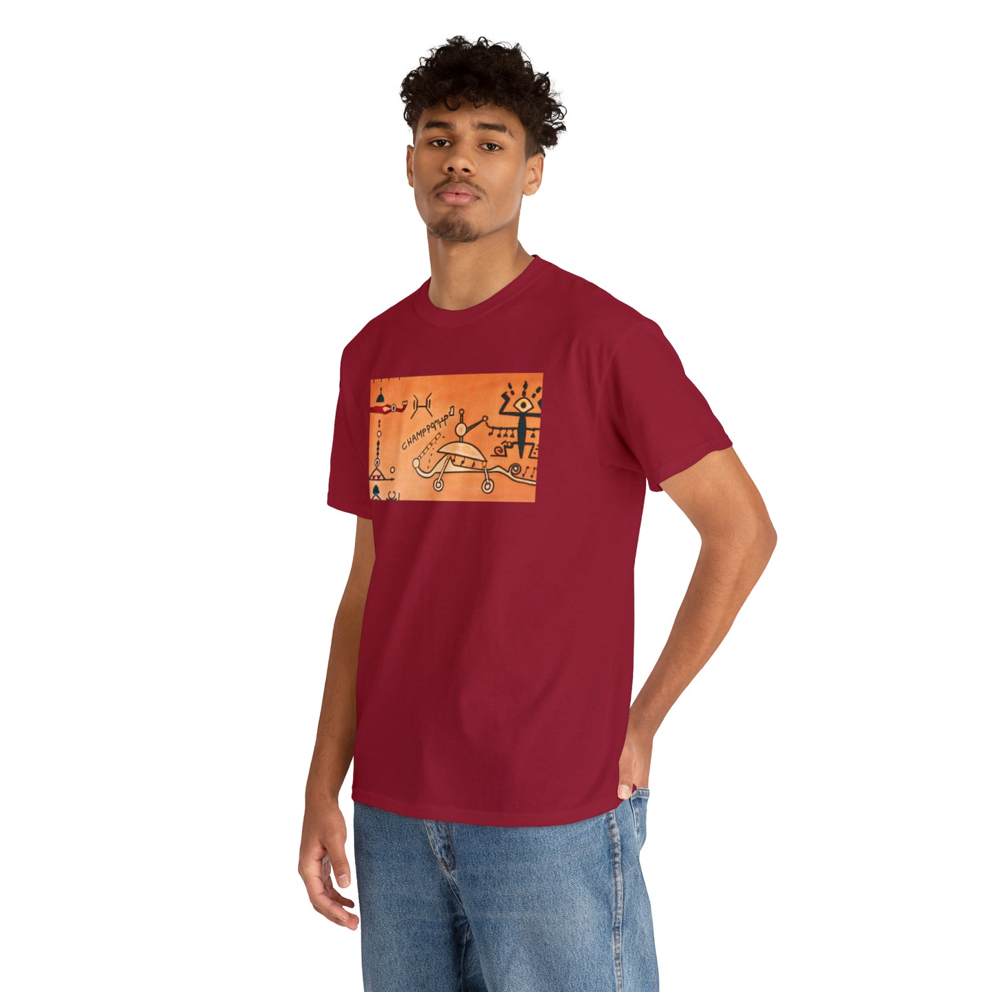 Heiroglyphic Spaceship - AI Art - Gildan Heavy Cotton Tee