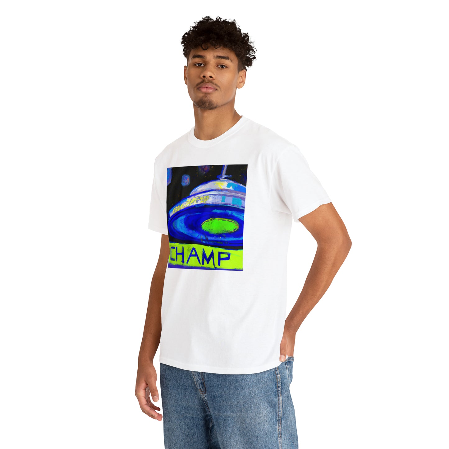 CHAMP UFO 12 - Post-Modern Style - AI Art - Gildan Heavy Cotton Tee