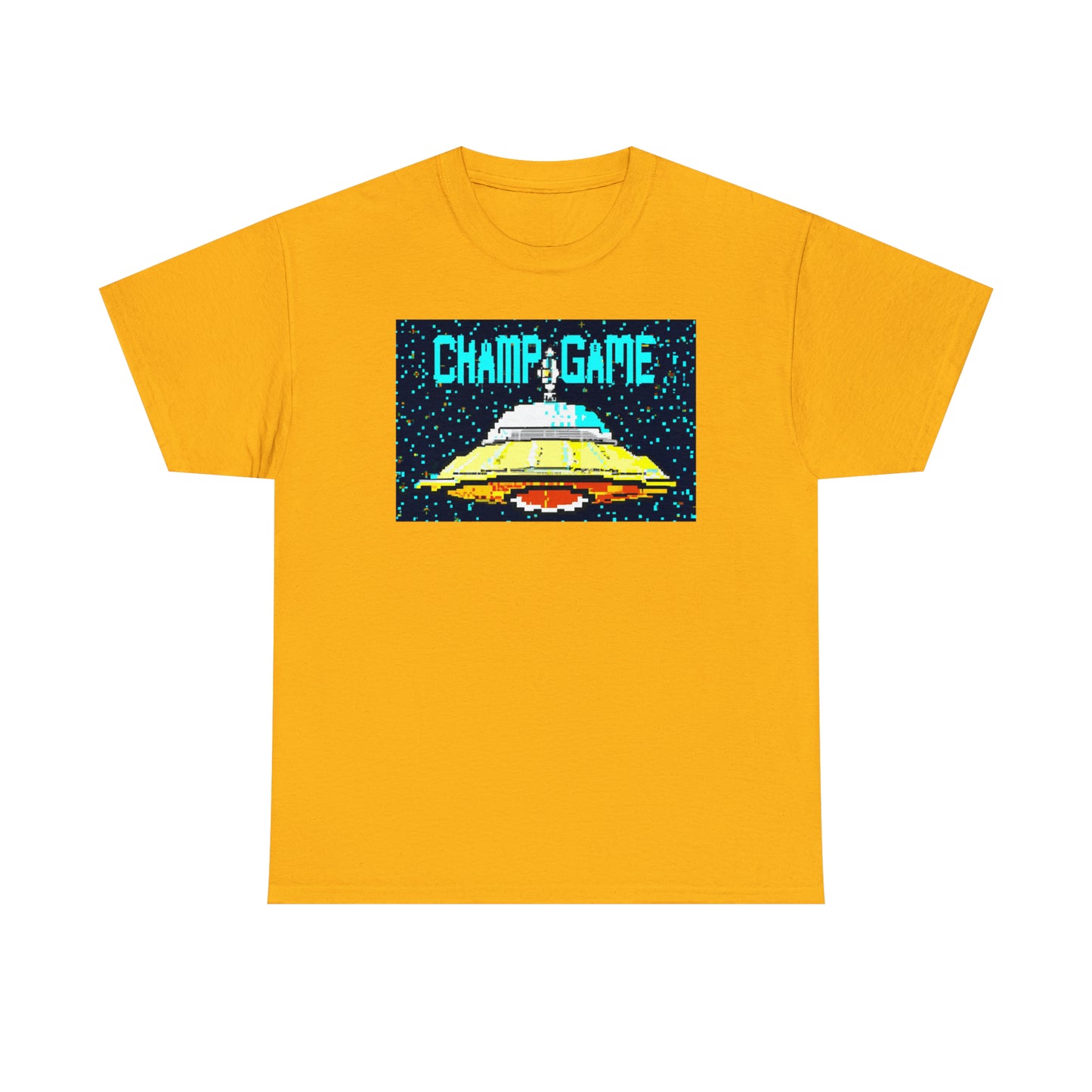 CHAMP GAME UFO 21 - 8-bit Style Pixel Art - AI Art - Gildan Heavy Cotton Tee